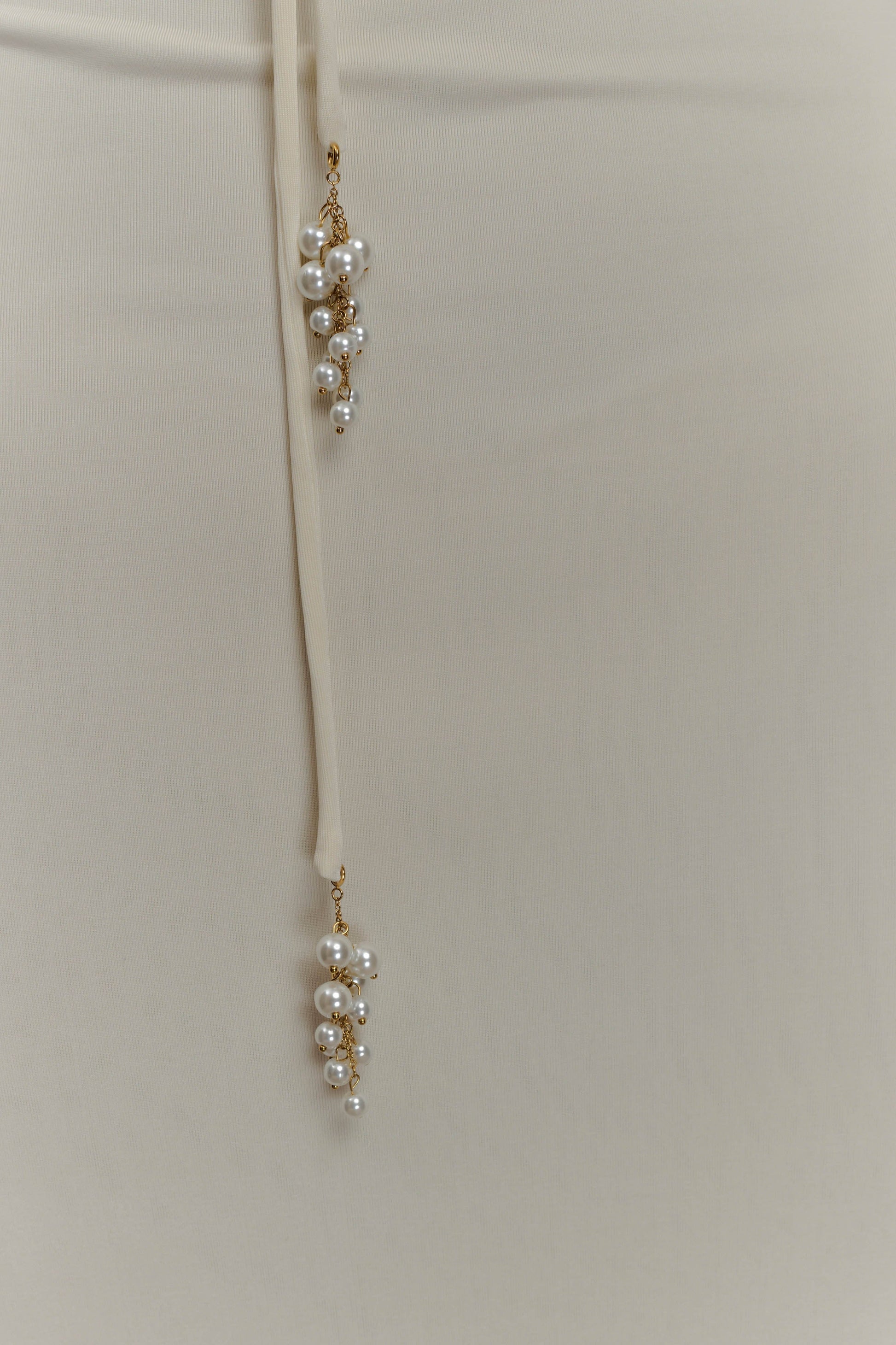 Beryl Slinky Maxi Dress With Pearls - Ivory #7