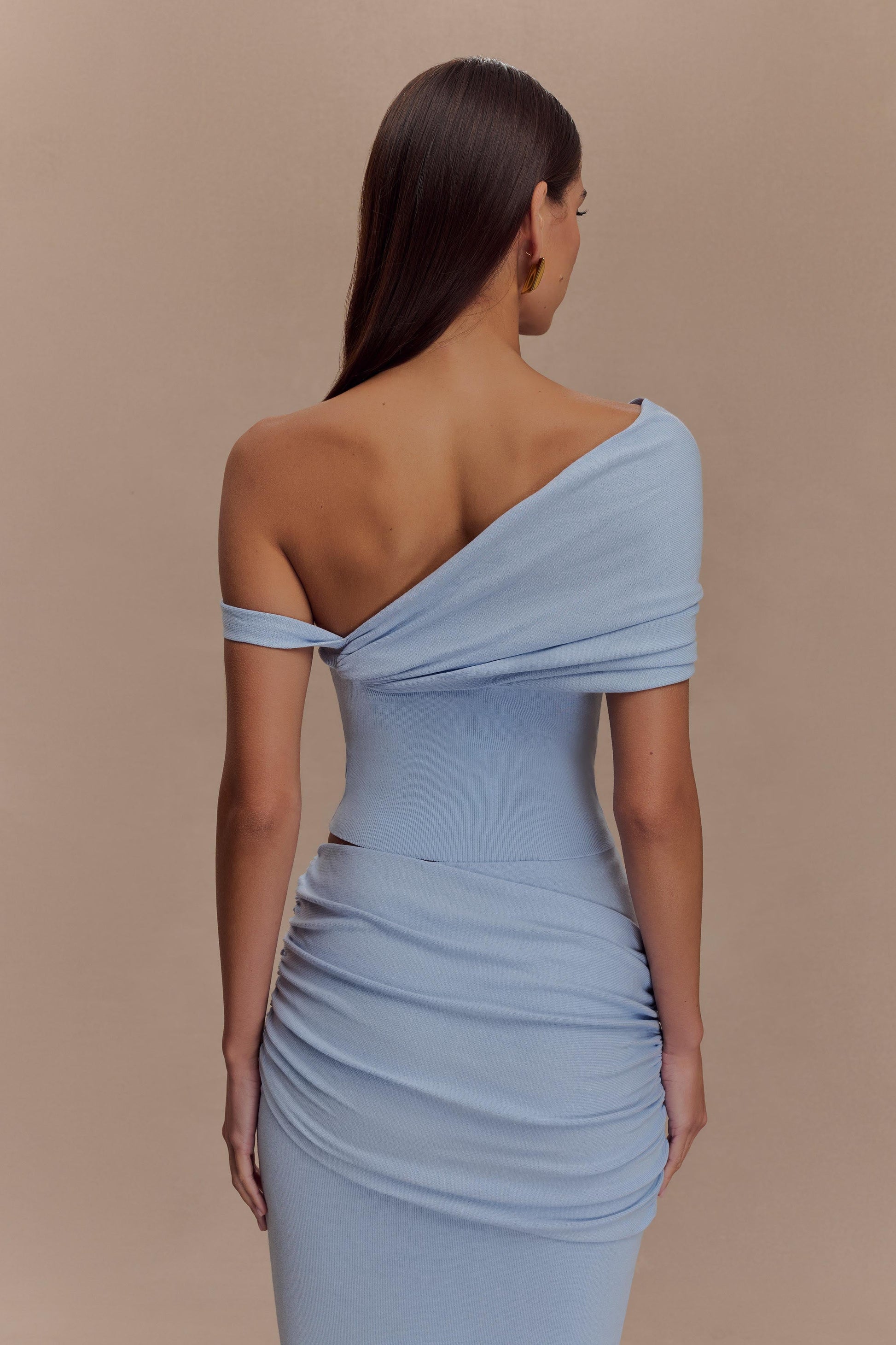 Irene Gathered Knit Top - Blue #4