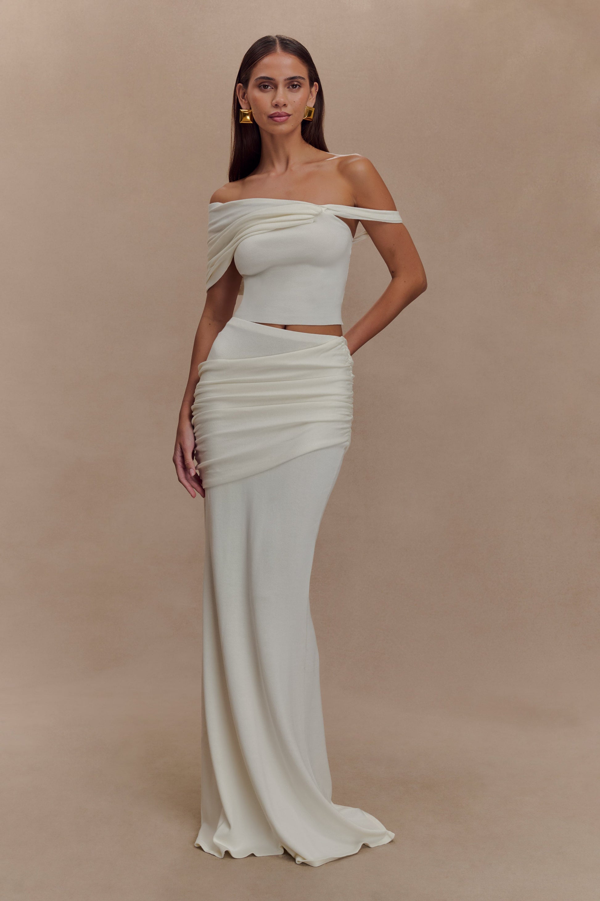 Irene Gathered Knit Top - Ivory #4