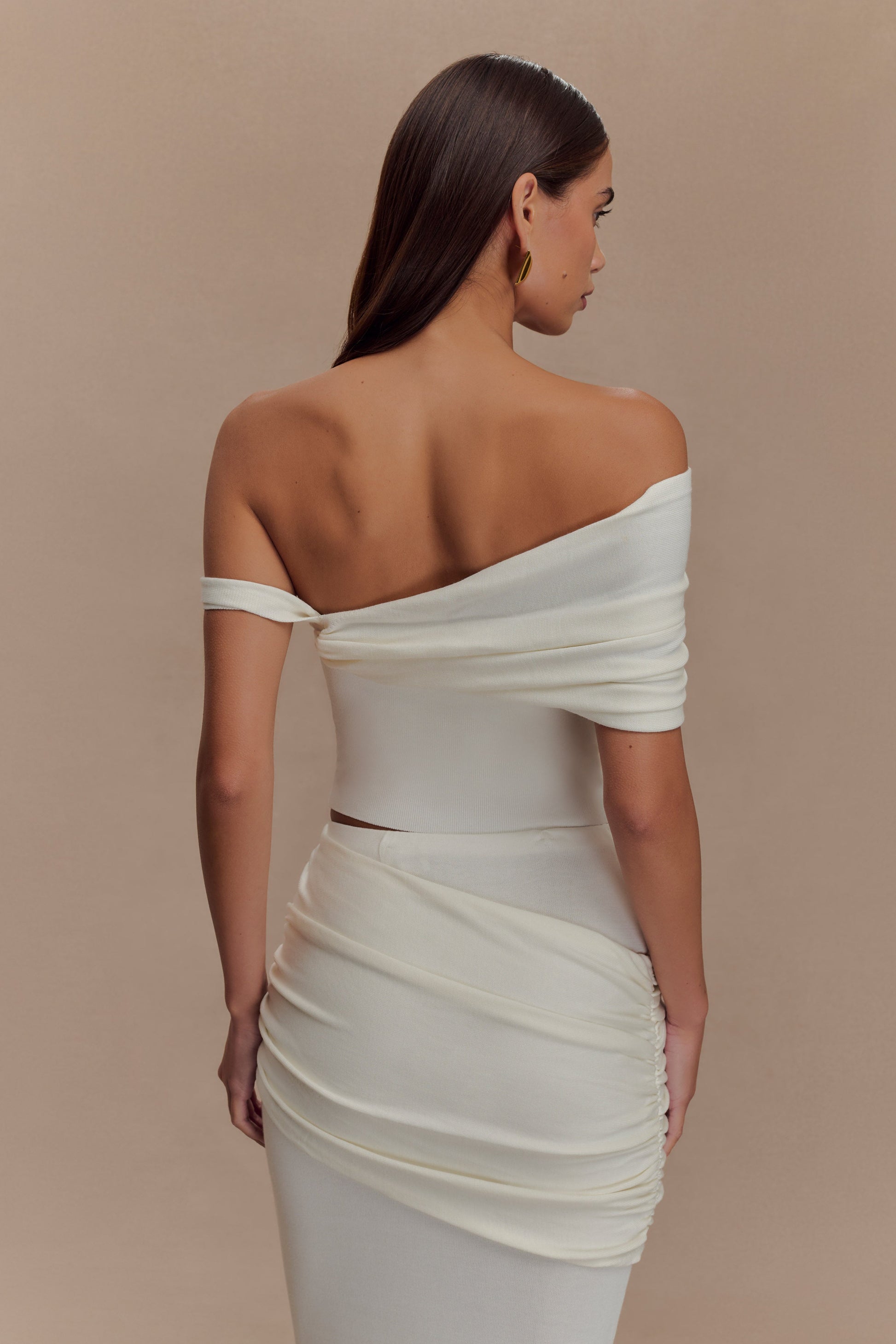 Irene Gathered Knit Top - Ivory #2