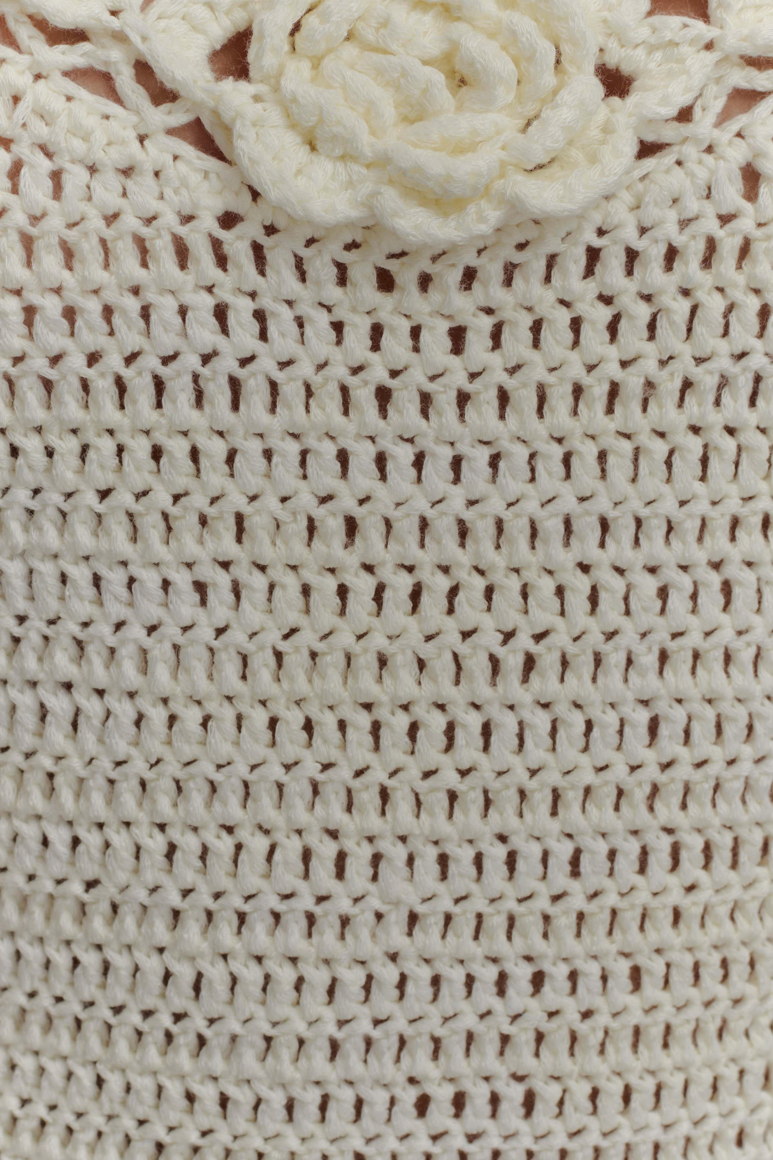 Liyah Floral Hand Crochet Mini Dress - Ivory | MESHKI UK