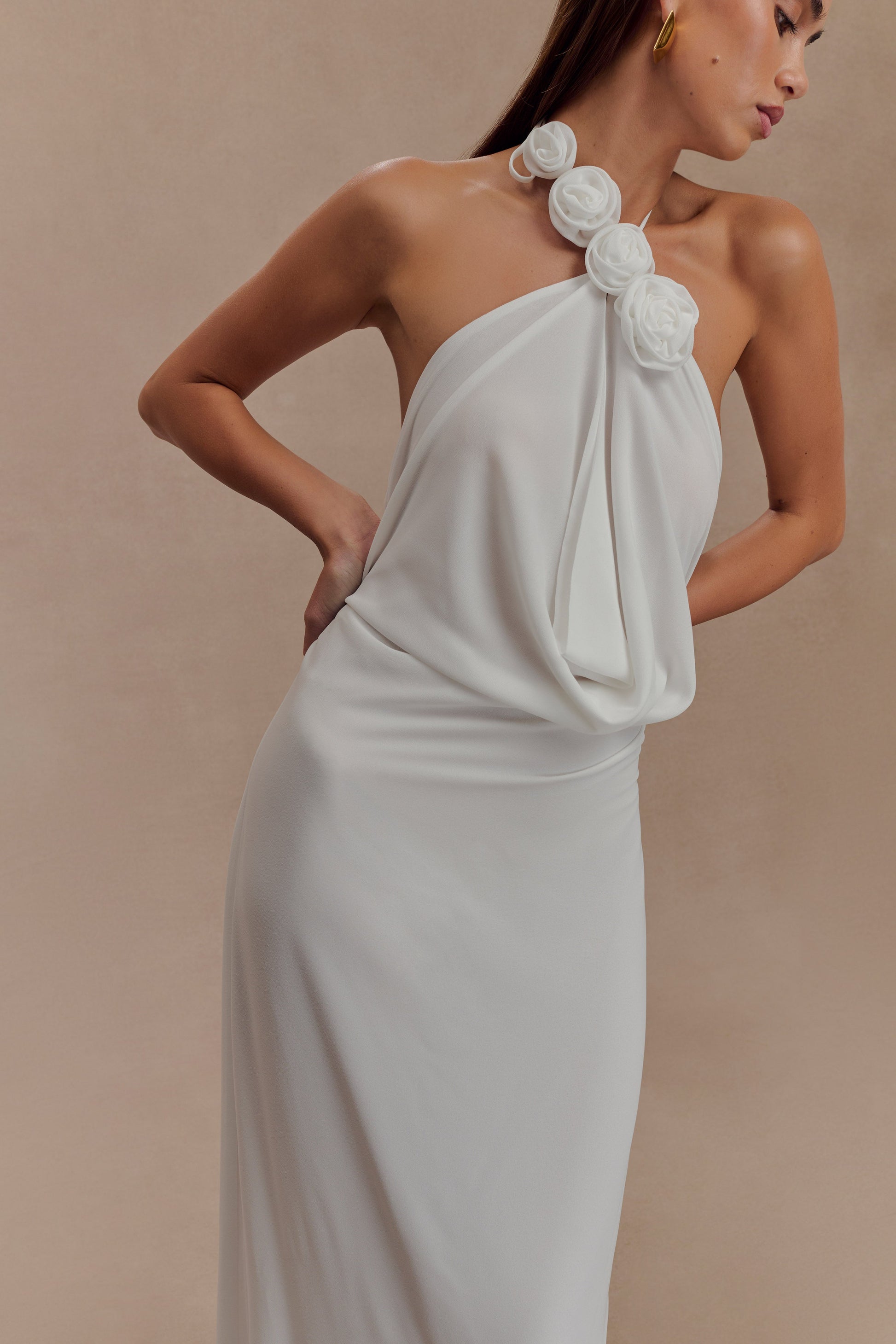 Rosalia Cowl Neck Maxi Dress - White #3