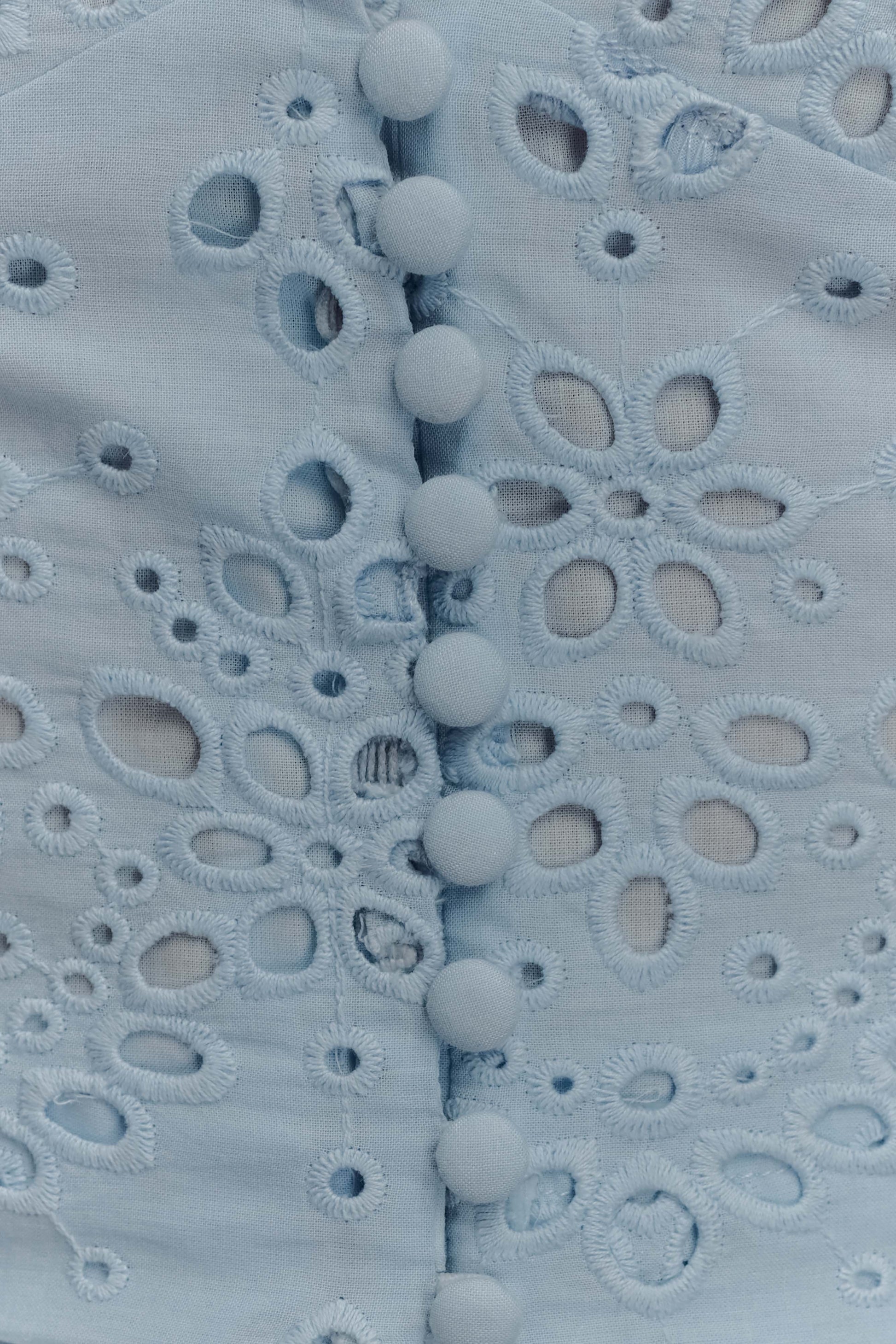 Arla Sleeveless Broderie Top - Pale Cornflower Blue #5