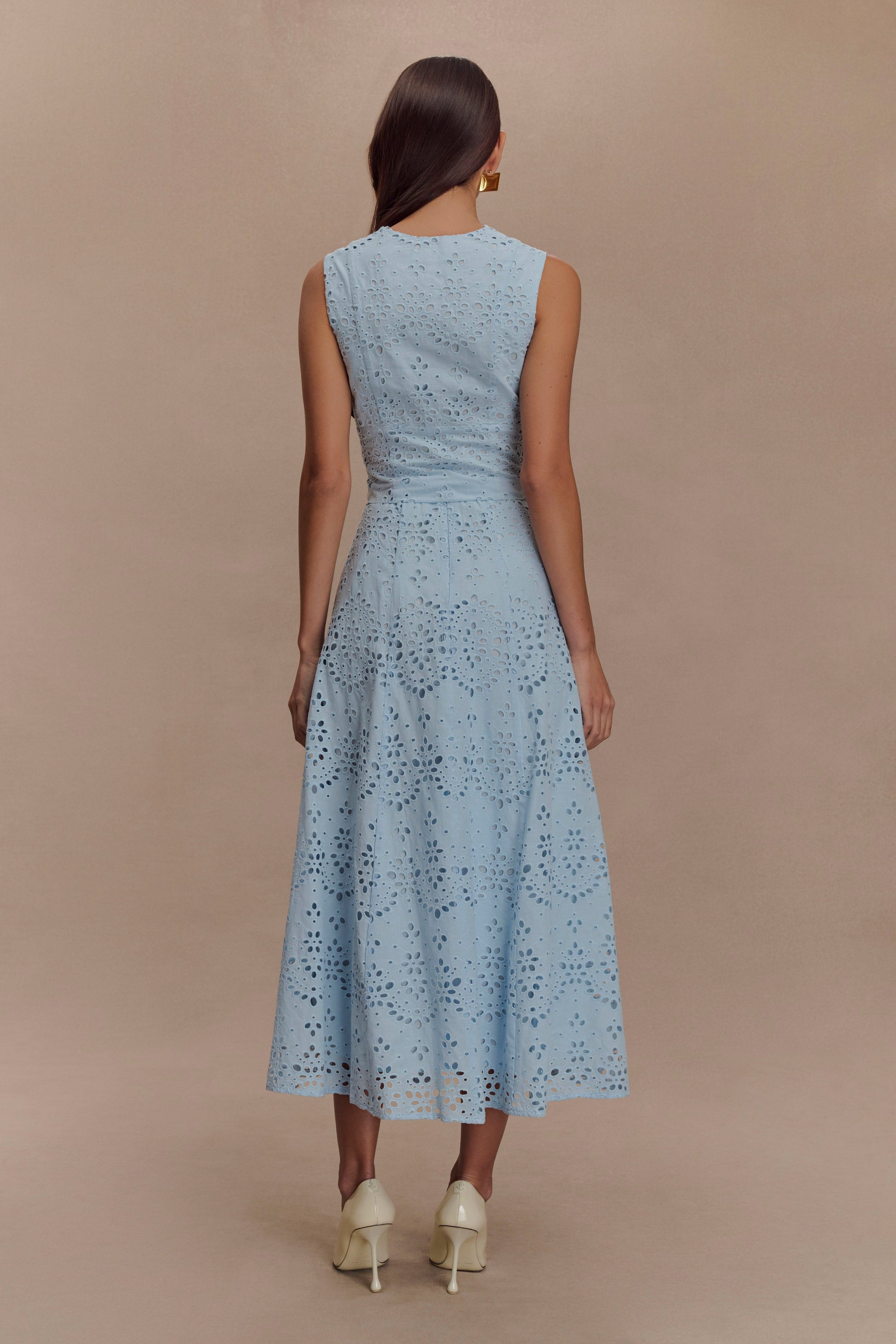 Arla Broderie Midi Skirt - Pale Cornflower Blue #5