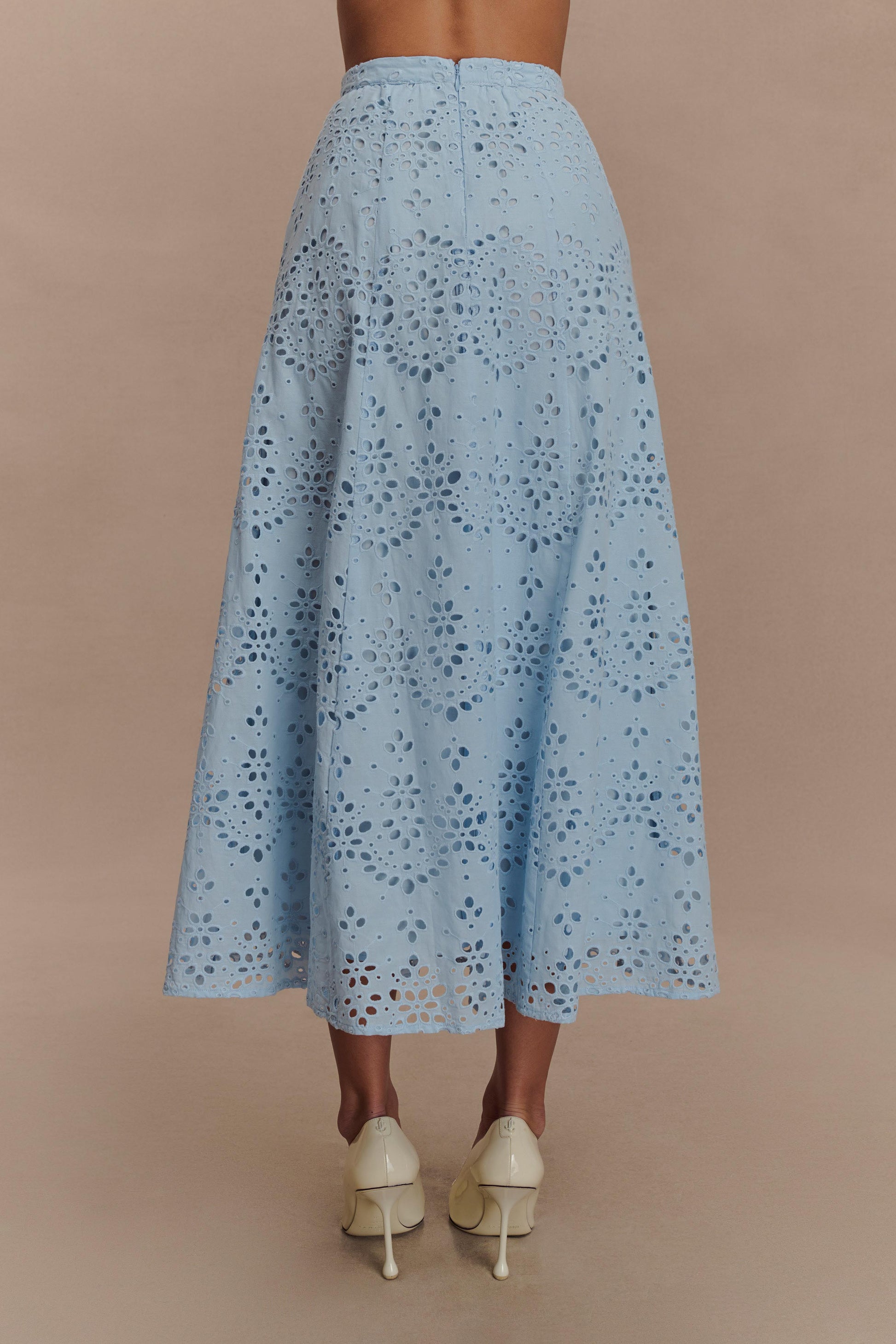 Arla Broderie Midi Skirt - Pale Cornflower Blue #2