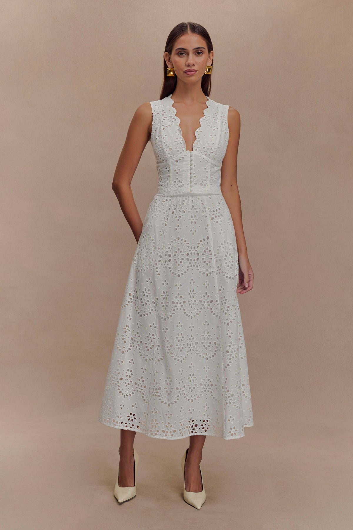 Arla Sleeveless Broderie Top - White #6