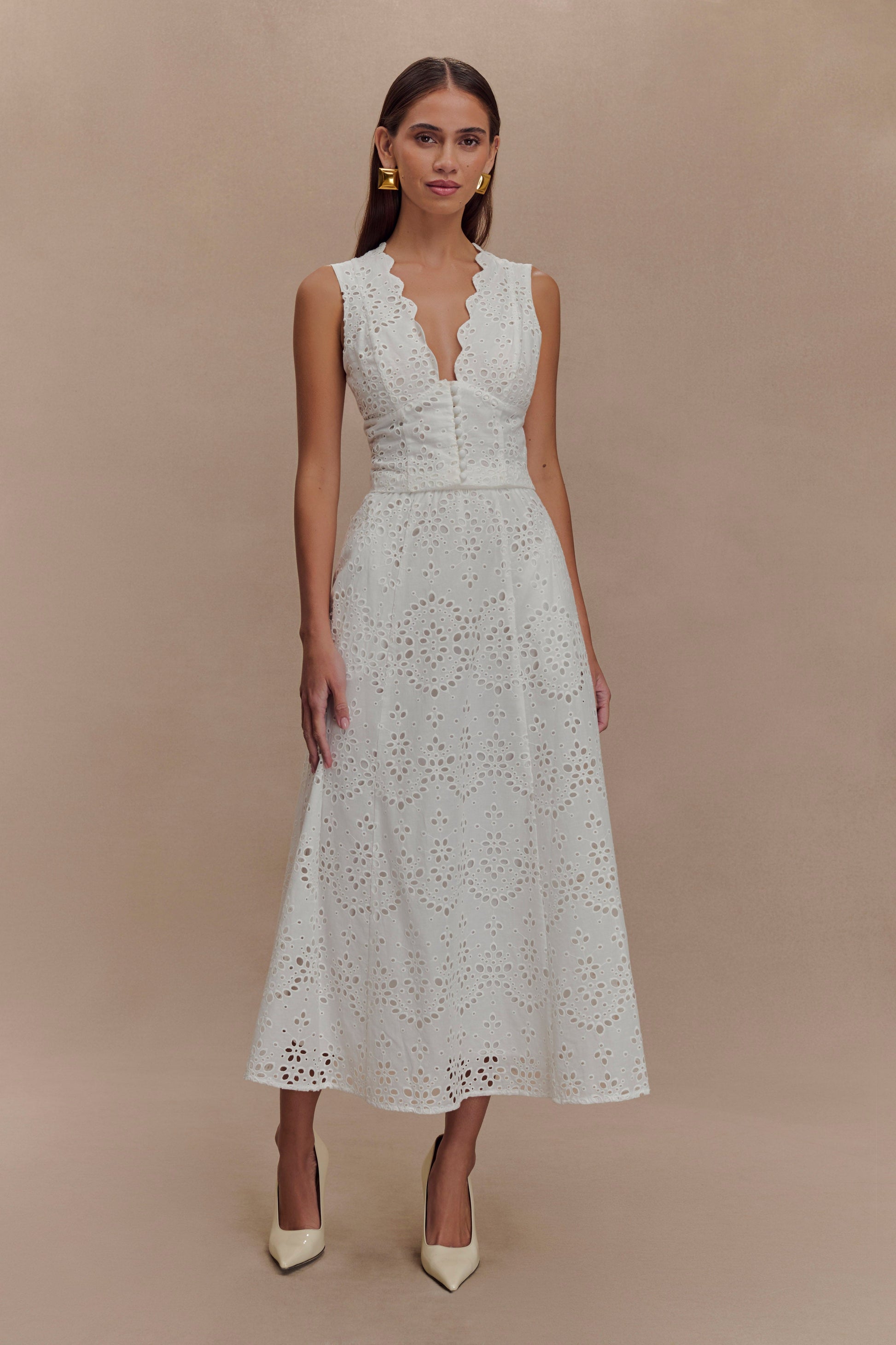 Arla Broderie Midi Skirt - White #4