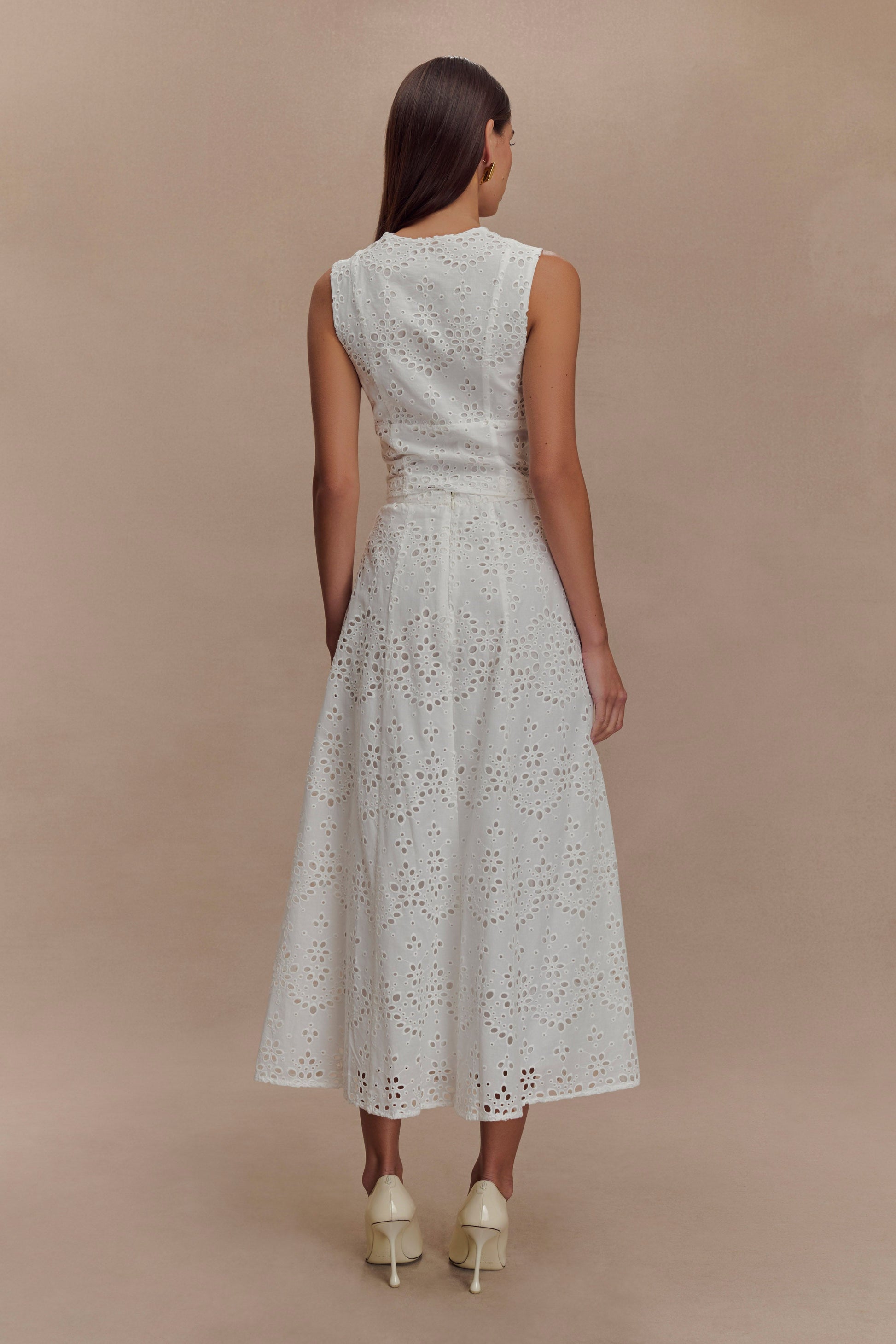 Arla Sleeveless Broderie Top - White #5