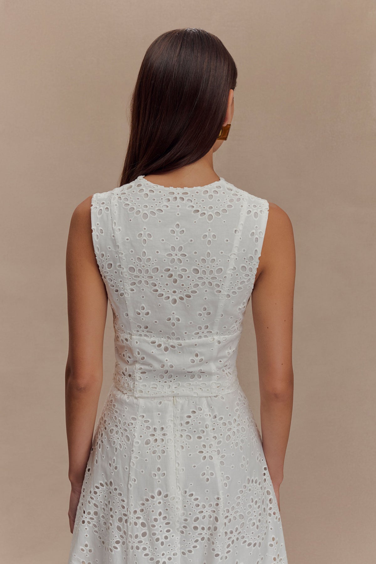Arla Sleeveless Broderie Top - White #2
