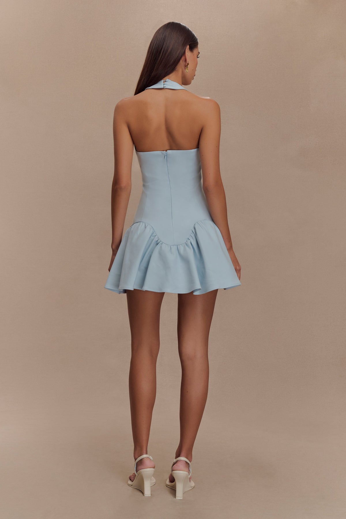 Calipso Halter Mini Dress - Cornflower Blue #2