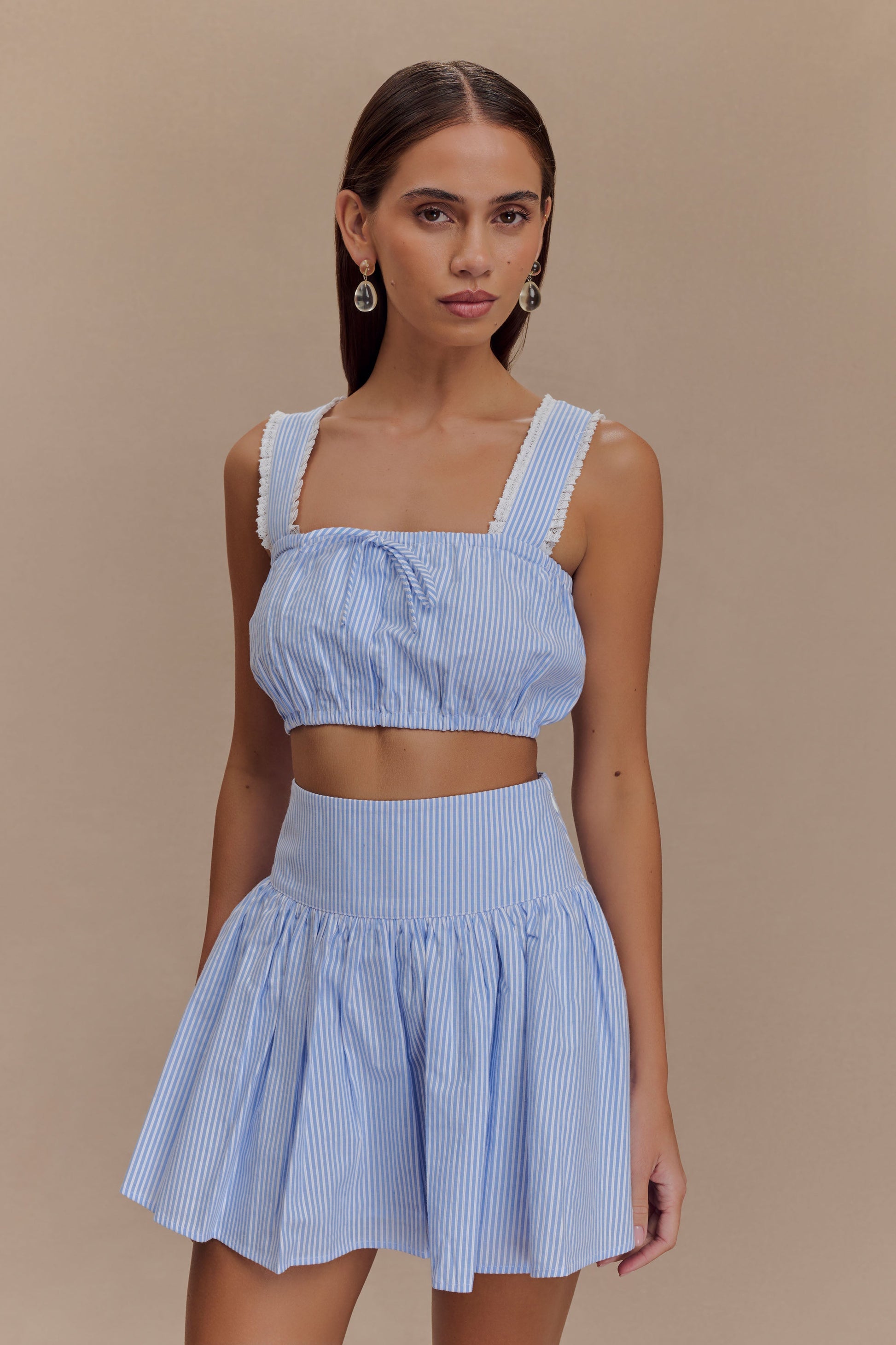 Gretel Hem Mini Skirt - Blue Pinstripe #6