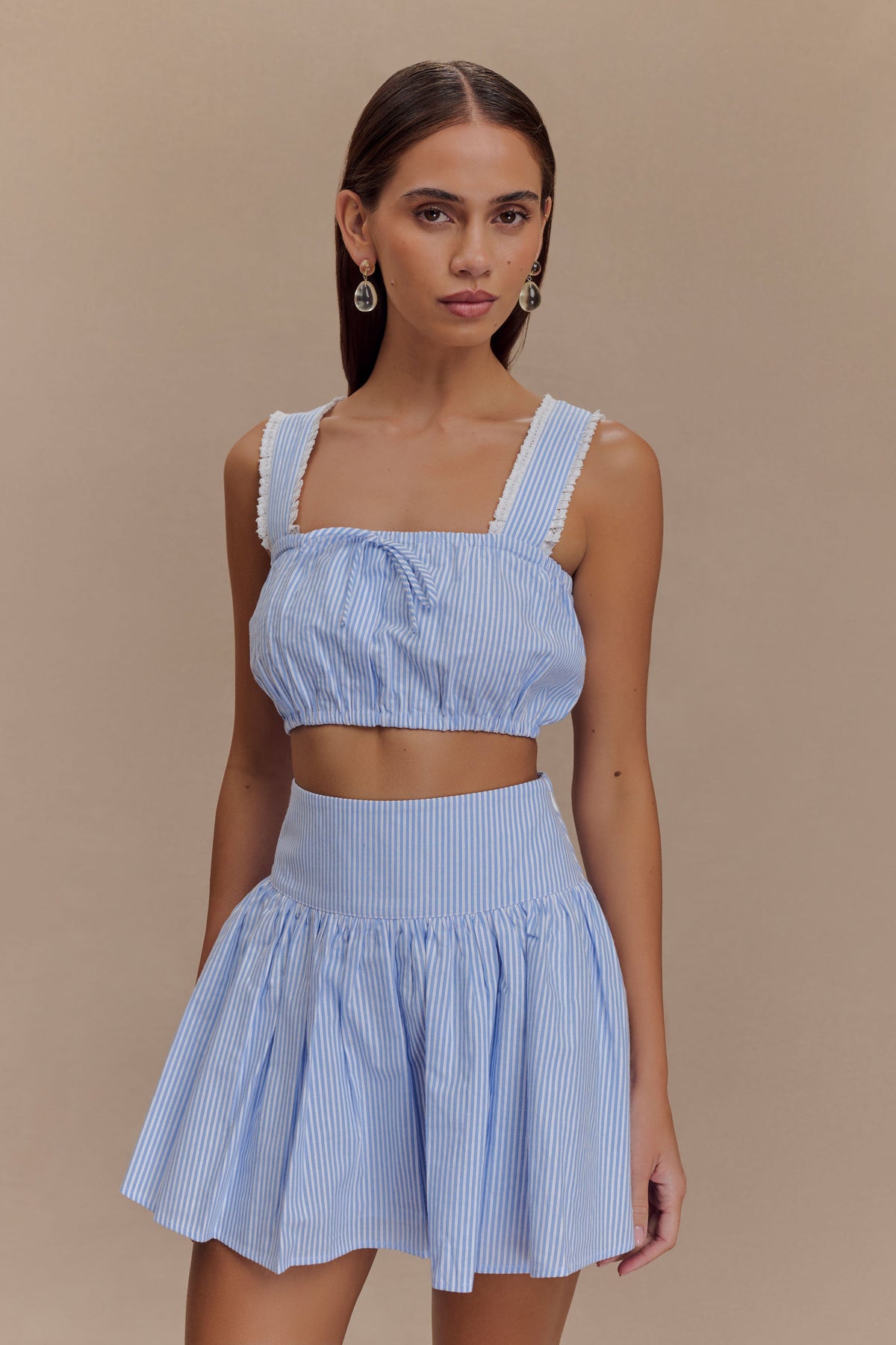 Gretel Hem Mini Skirt - Blue Pinstripe #6