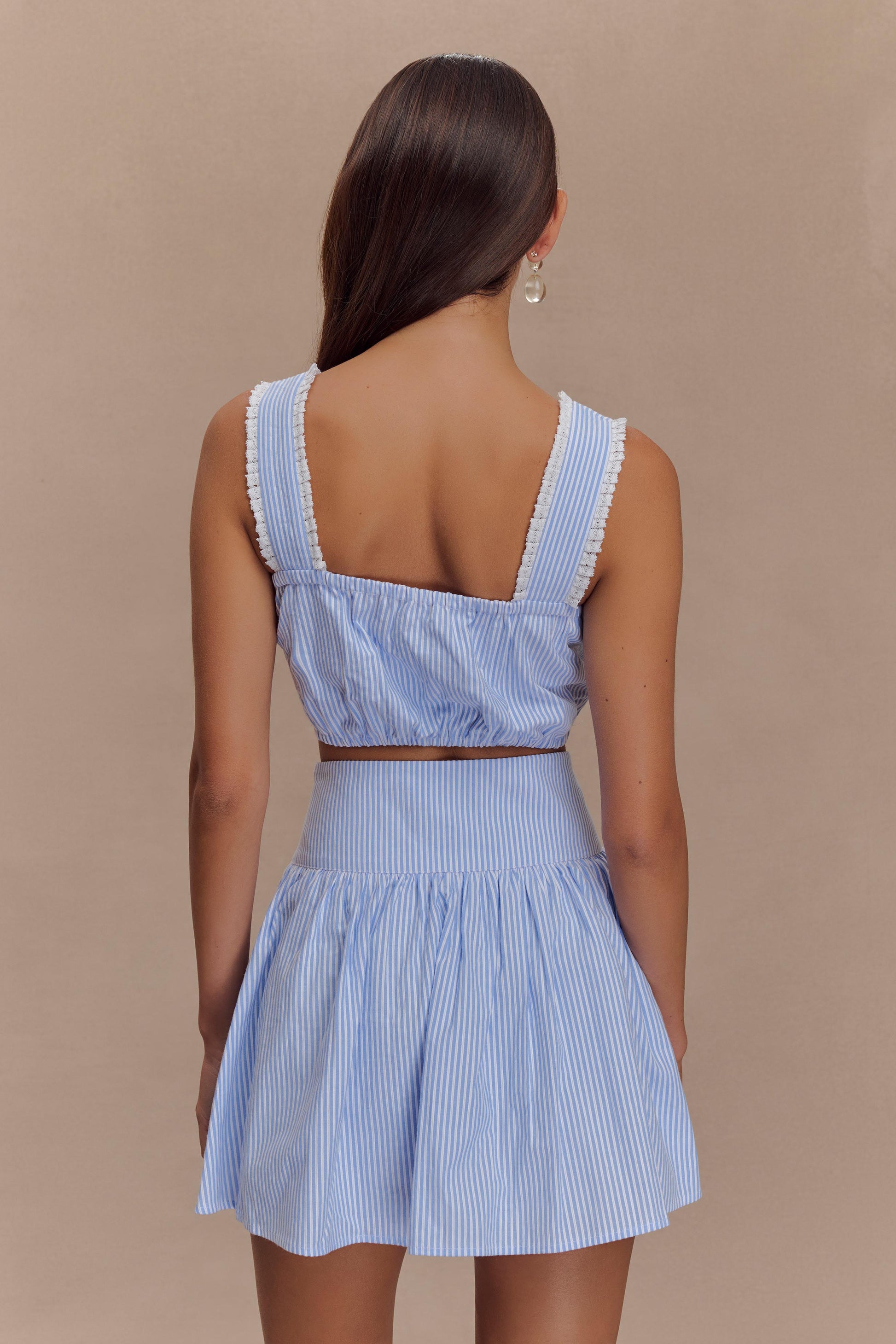 Gretel Sleeveless Crop Top - Blue Pinstripe #2