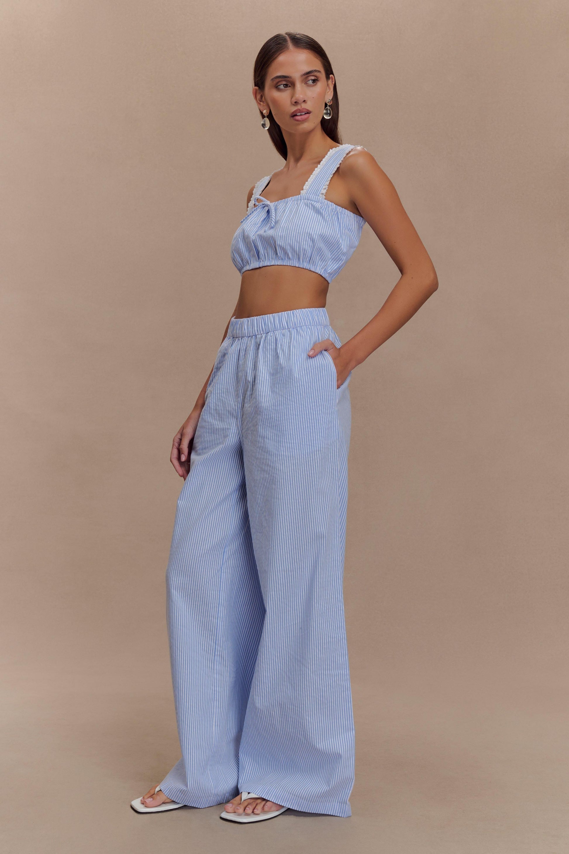 Hansen Wide Leg Pants - Blue Pinstripe #4