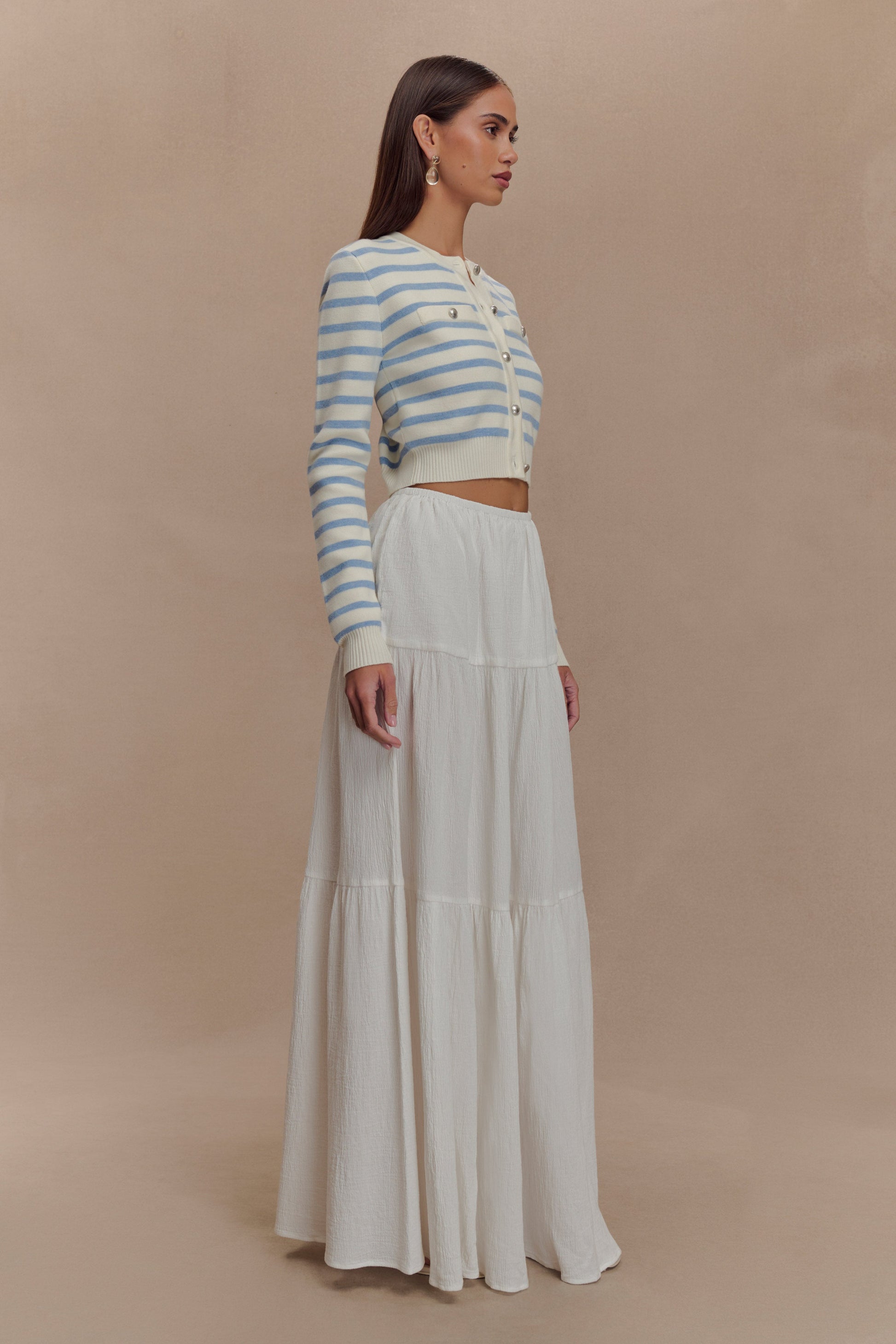 Tanner Striped Knit Cardigan - Light Blue/White #4