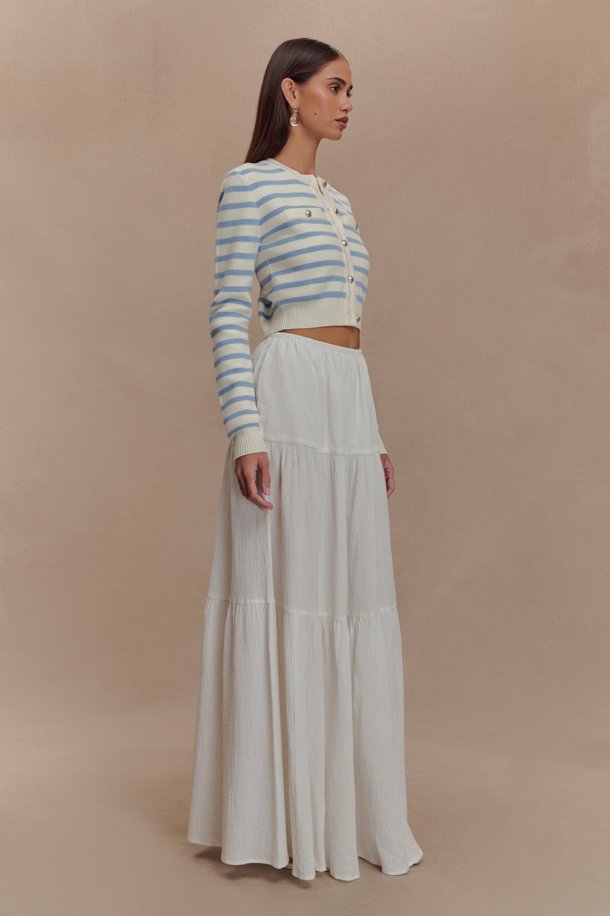 Tanner Striped Knit Cardigan - Light Blue/White #4