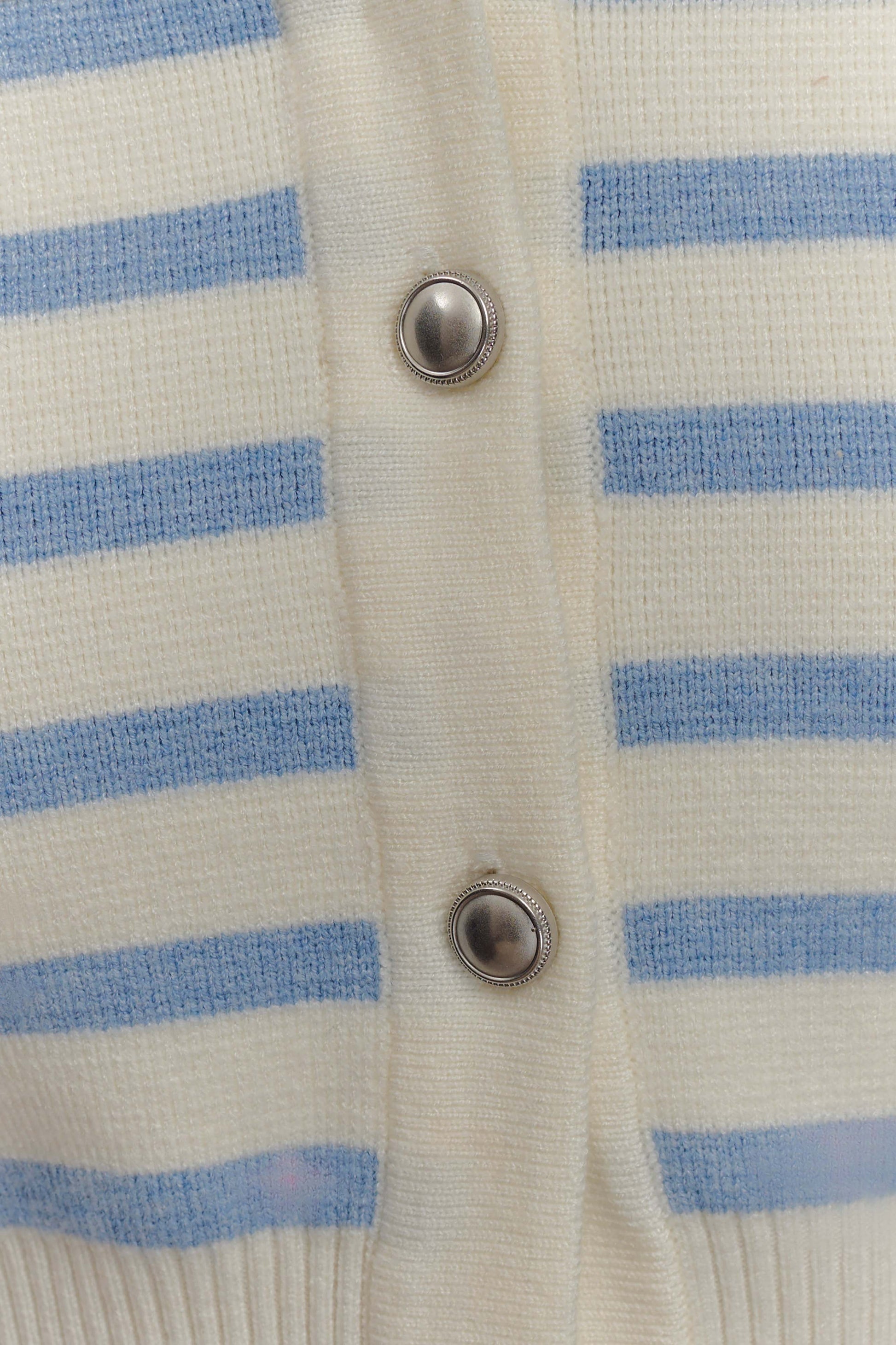 Tanner Striped Knit Cardigan - Light Blue/White #7