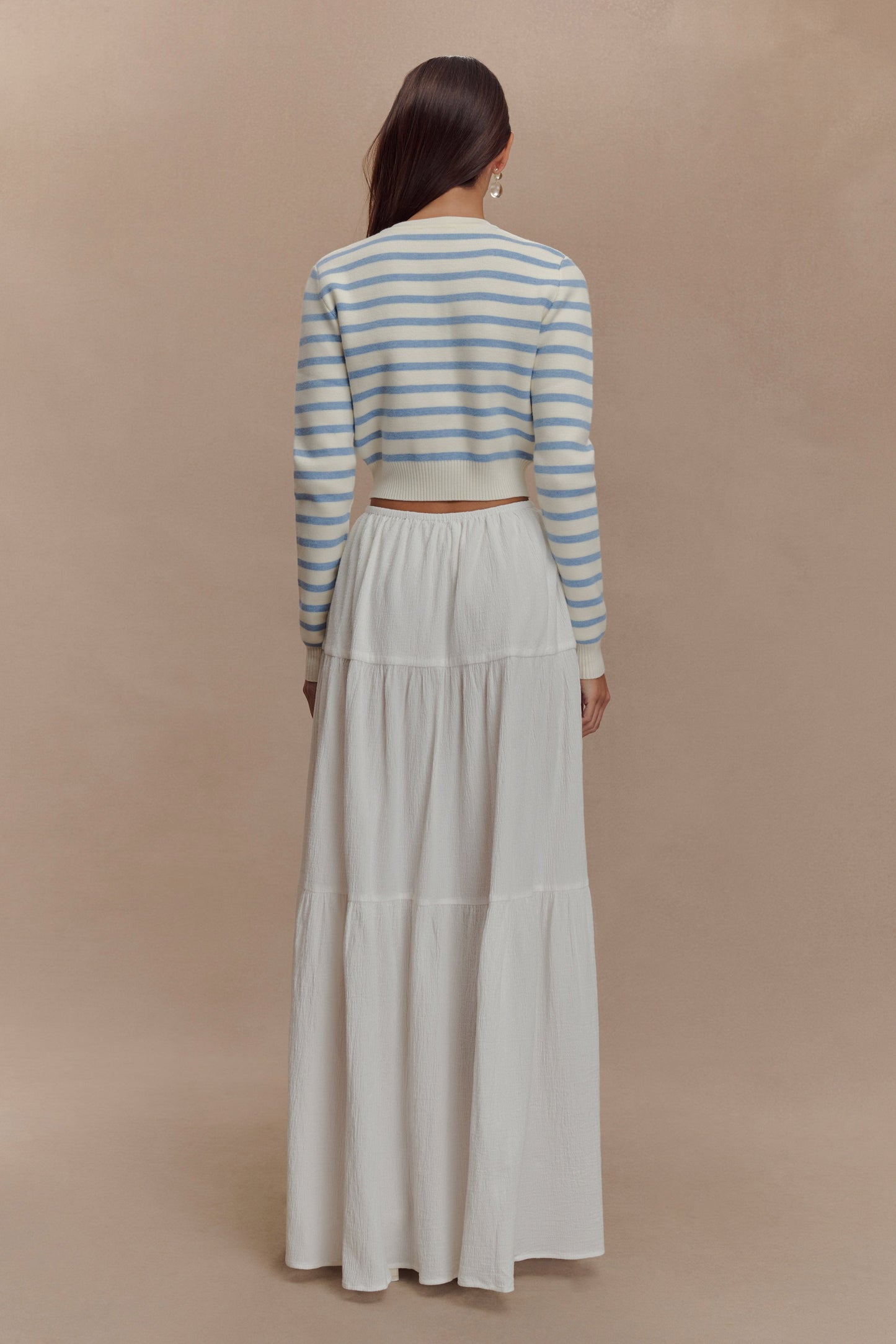 Tanner Striped Knit Cardigan - Light Blue/White