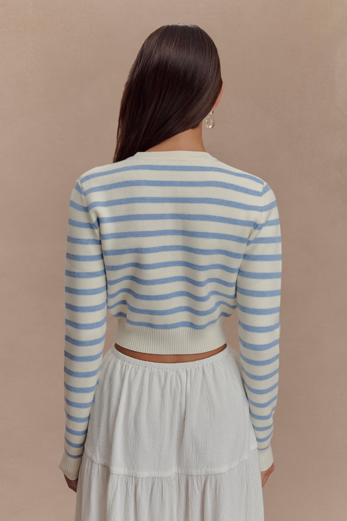 Tanner Striped Knit Cardigan - Light Blue/White #2