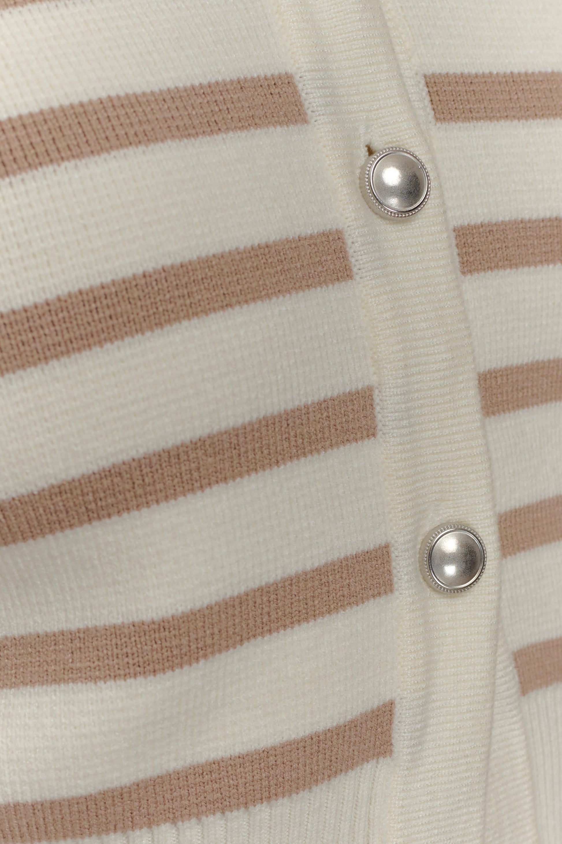 Tanner Striped Knit Cardigan - Nude/White #7