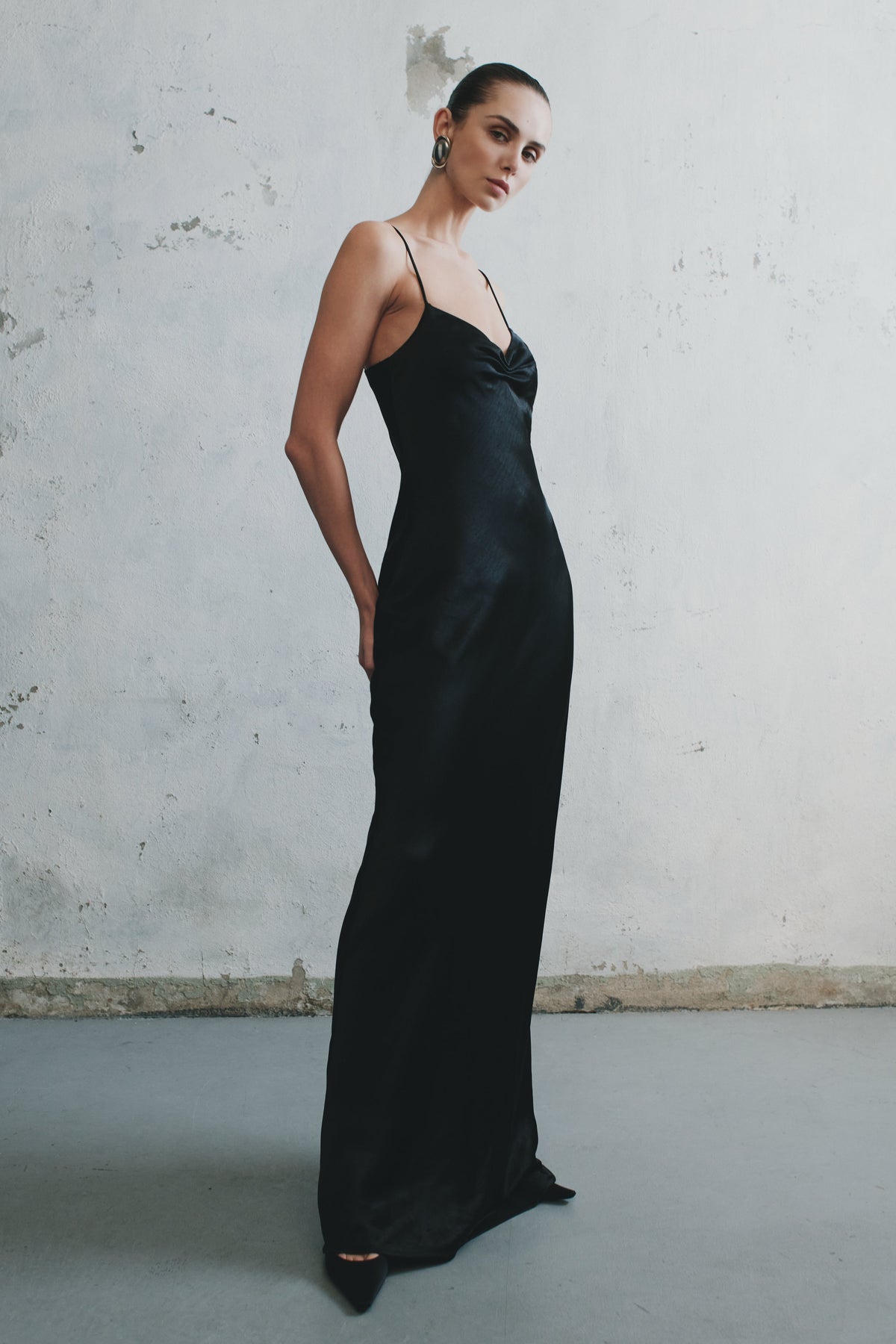 Lilly Sweetheart Satin Maxi Dress - Black #3