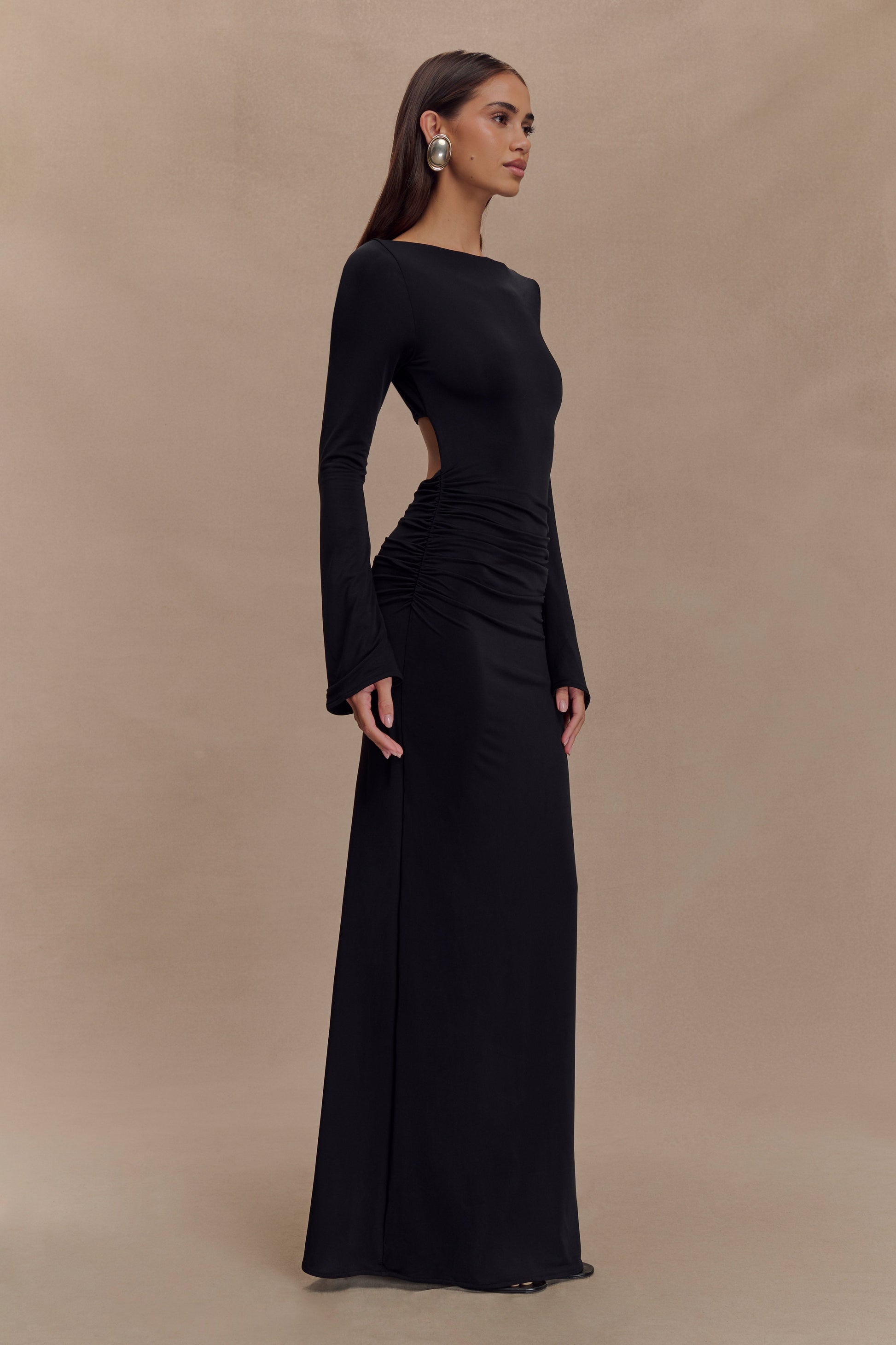 Vienna Slinky Cut Out Maxi Dress - Black #6