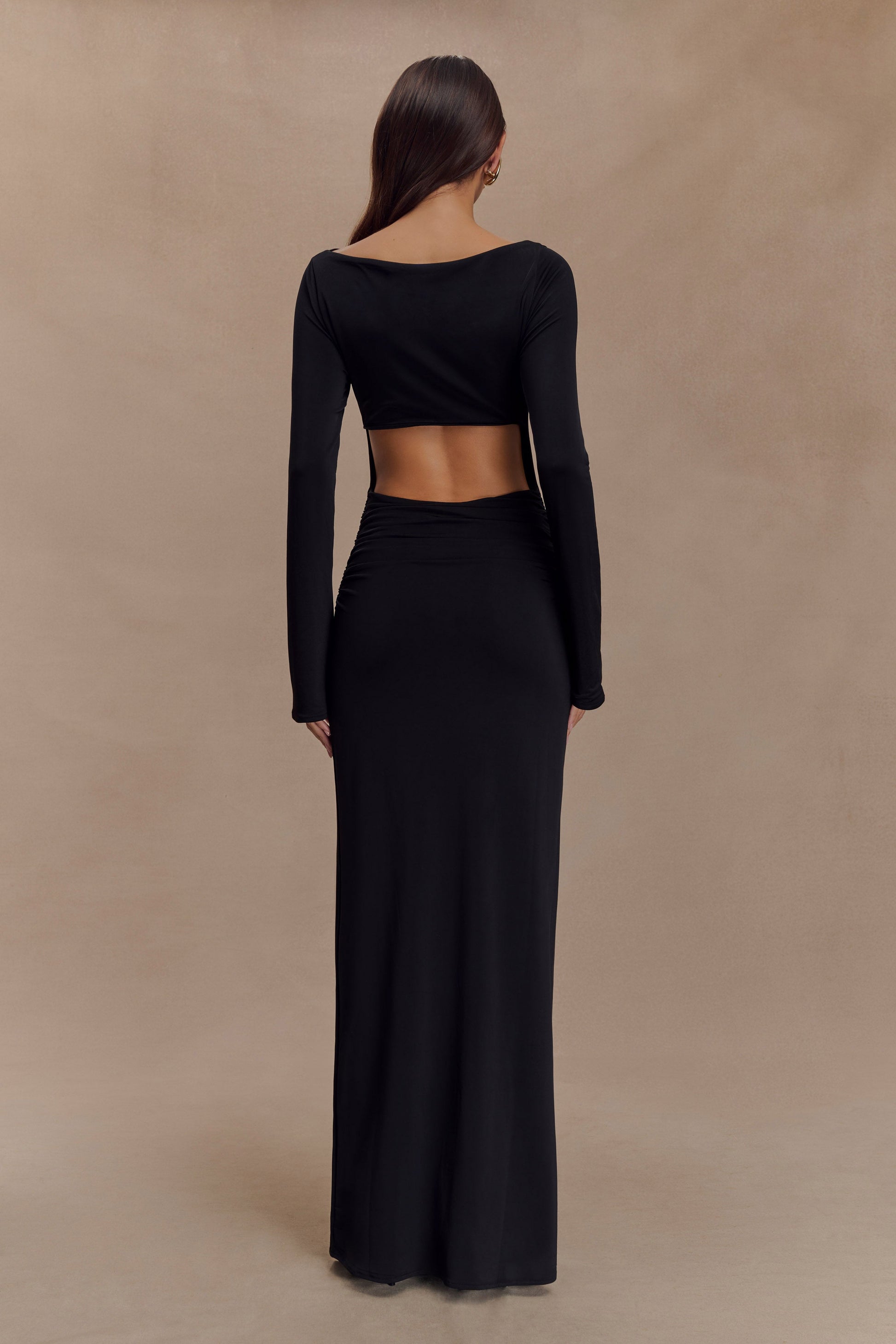 Vienna Slinky Cut Out Maxi Dress - Black #2
