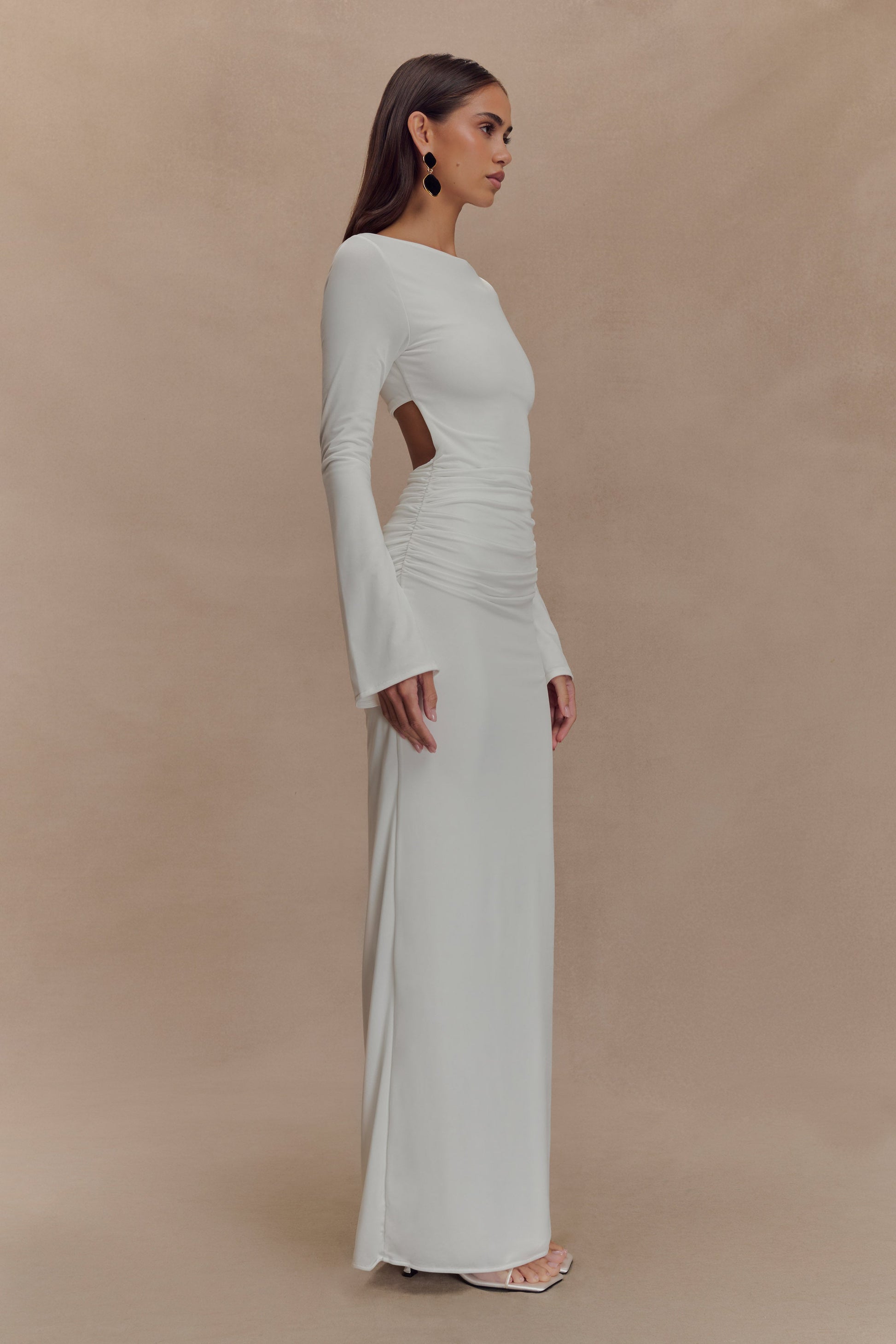 Vienna Slinky Cut Out Maxi Dress - White #4