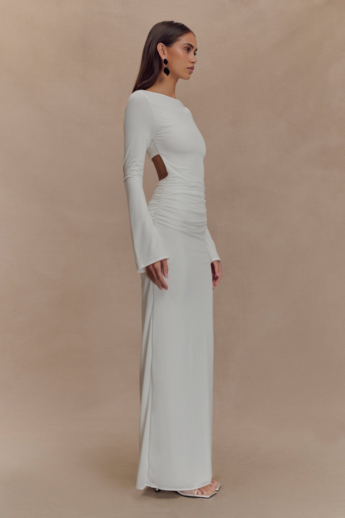 Vienna Slinky Cut Out Maxi Dress - White #4