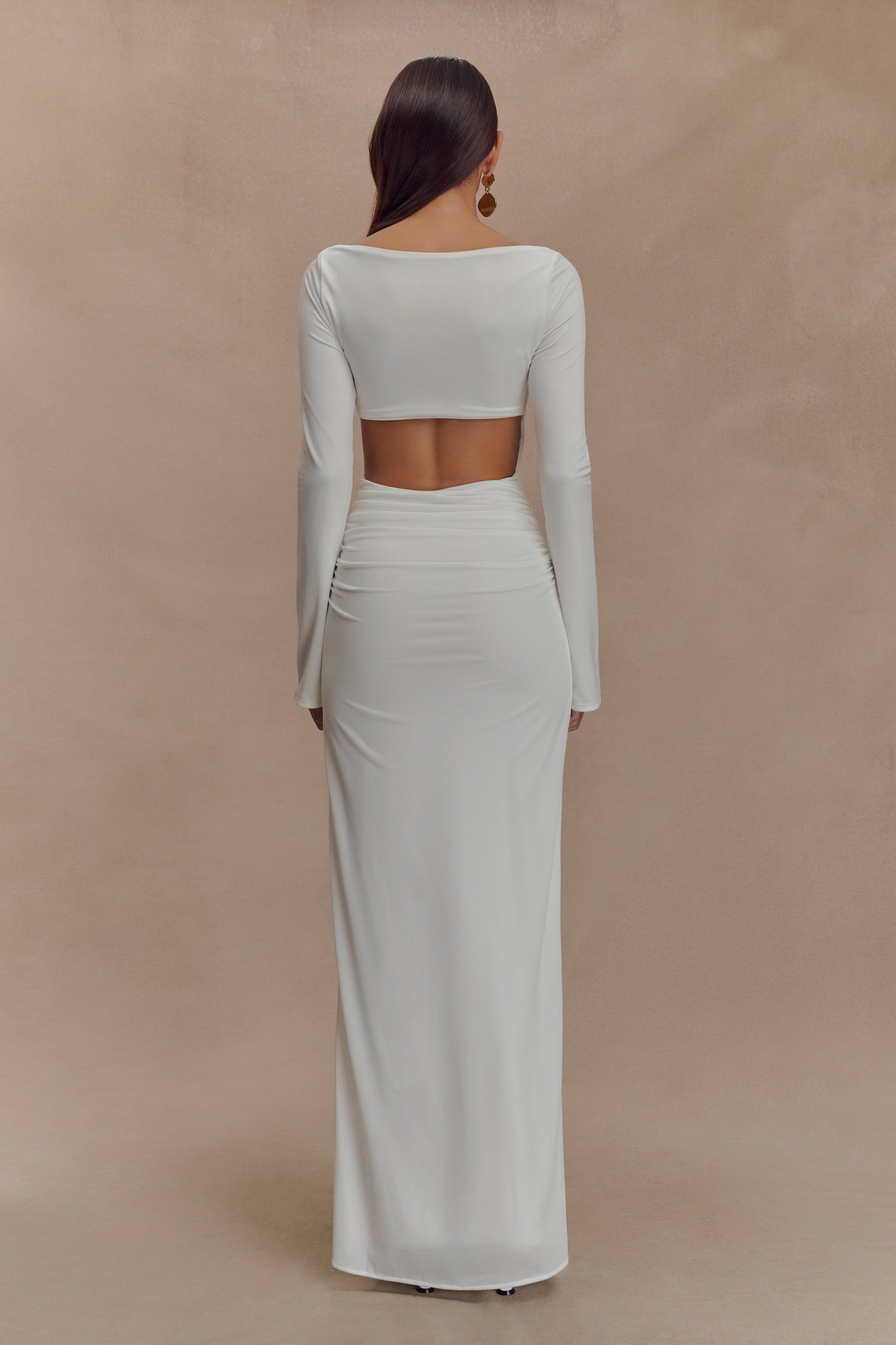 Vienna Slinky Cut Out Maxi Dress - White #2