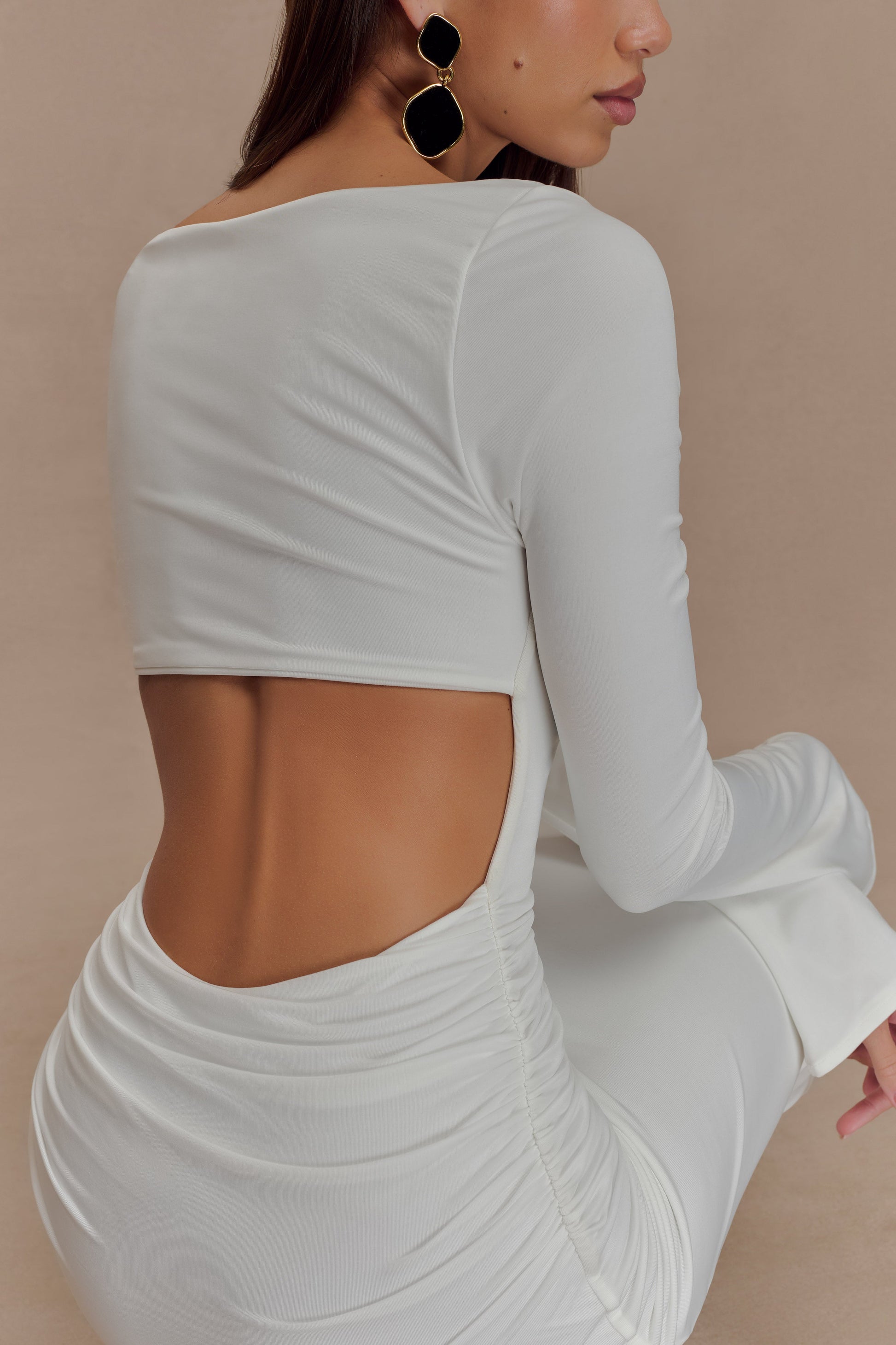 Vienna Slinky Cut Out Maxi Dress - White #3