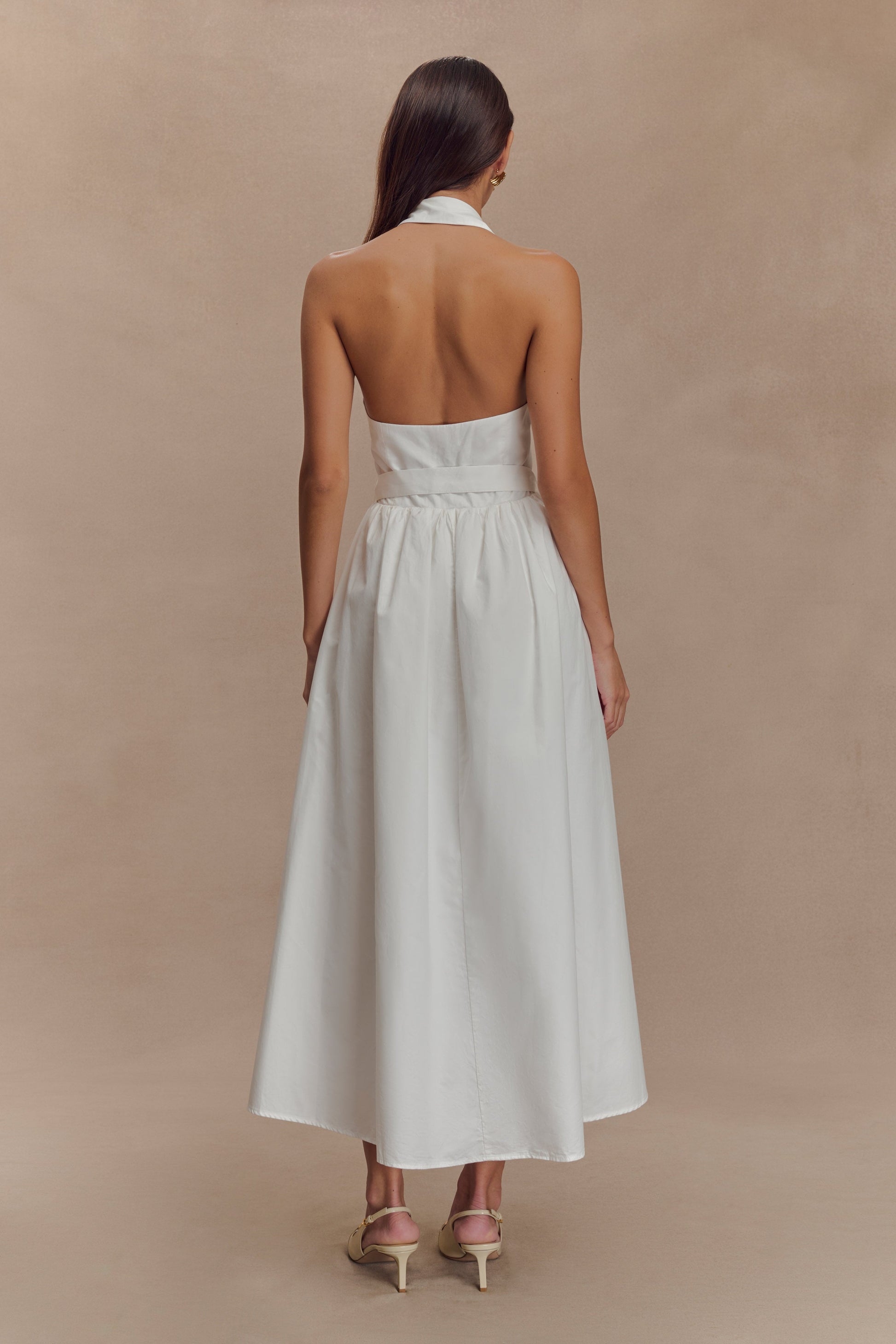 Cindy Collared Midi Dress - White #3