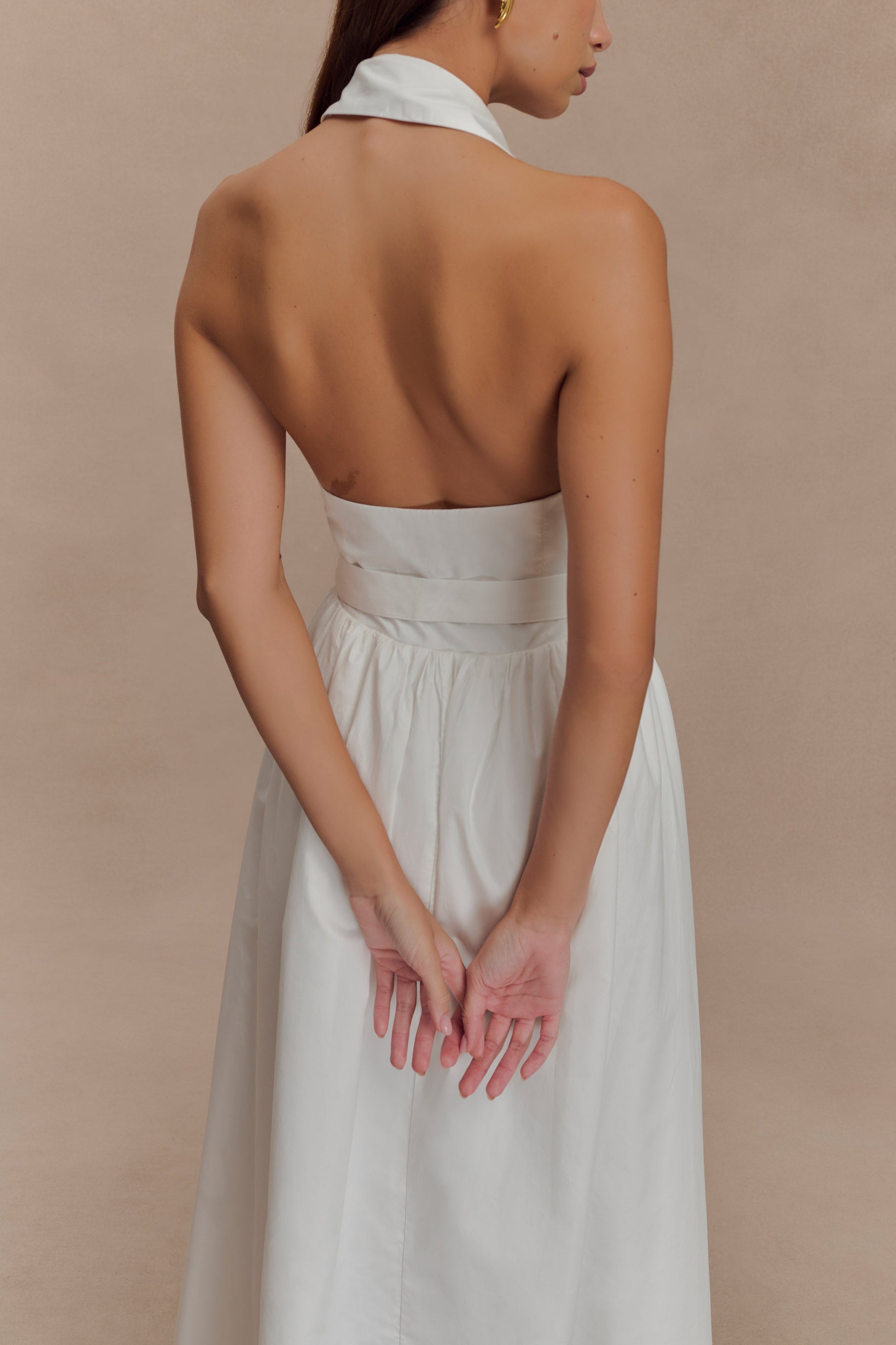 Cindy Collared Midi Dress - White #5