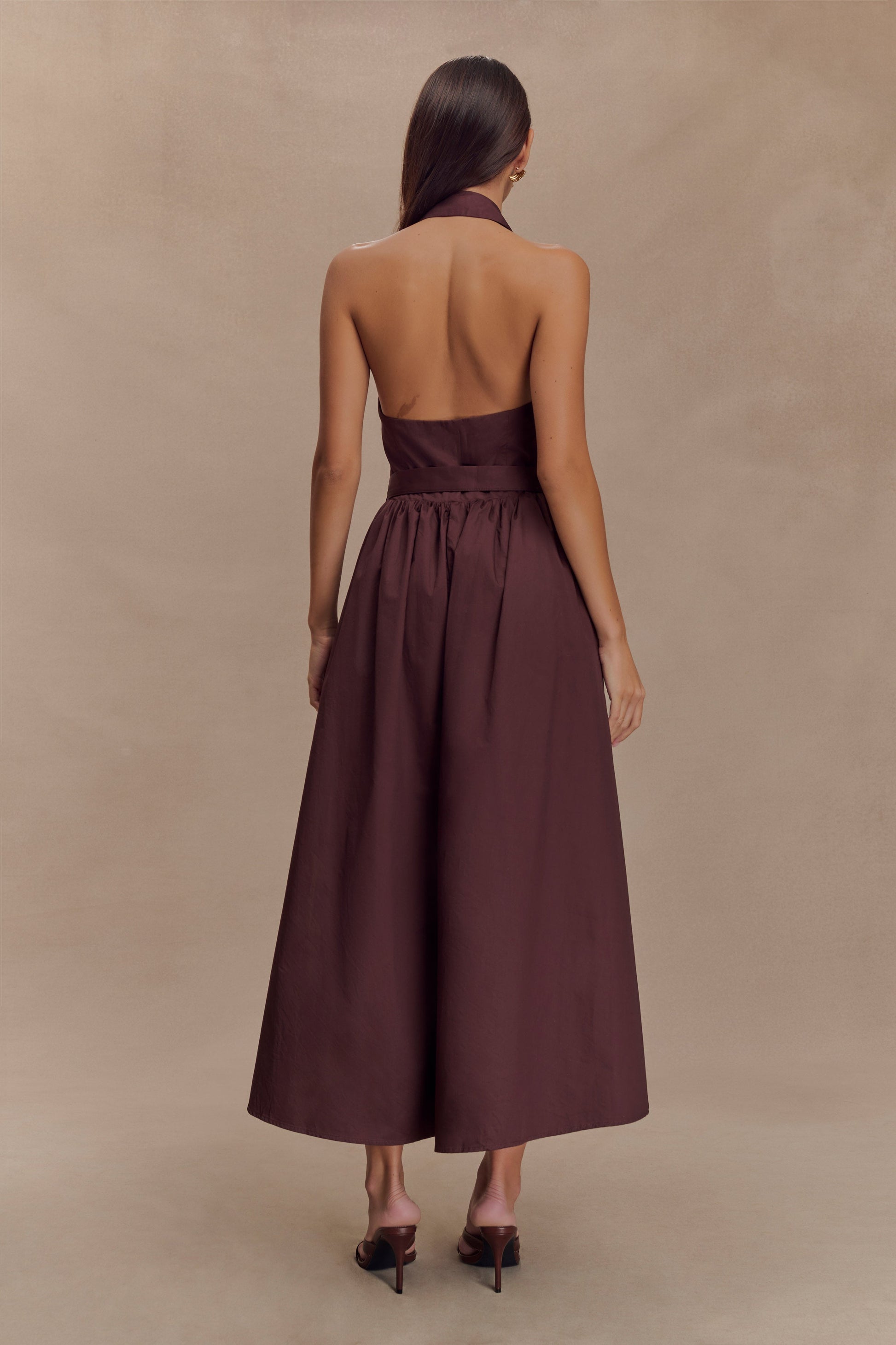 Cindy Collared Midi Dress - Chocolate #3