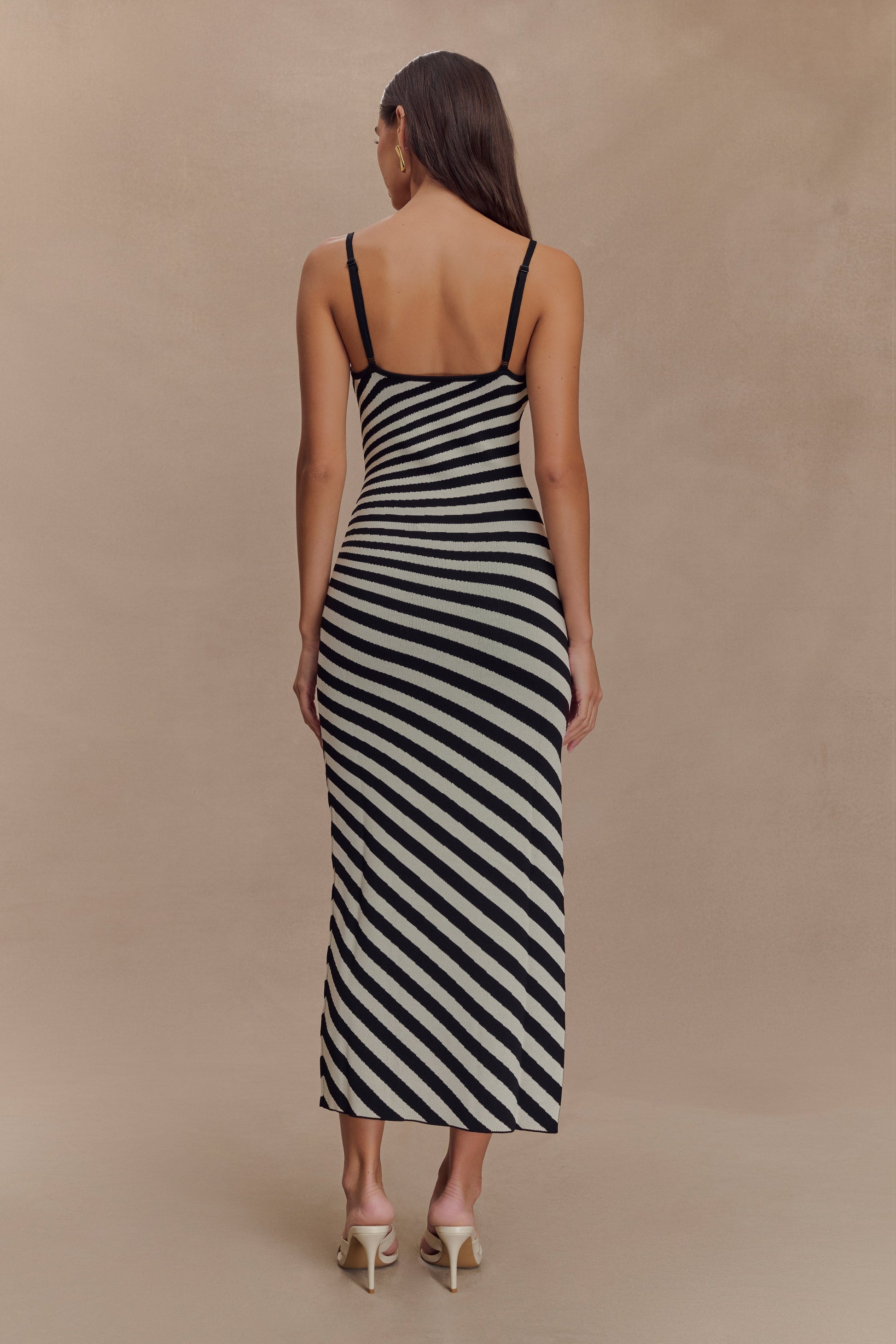 Raven Striped Knit Midi Dress - Black/White #3