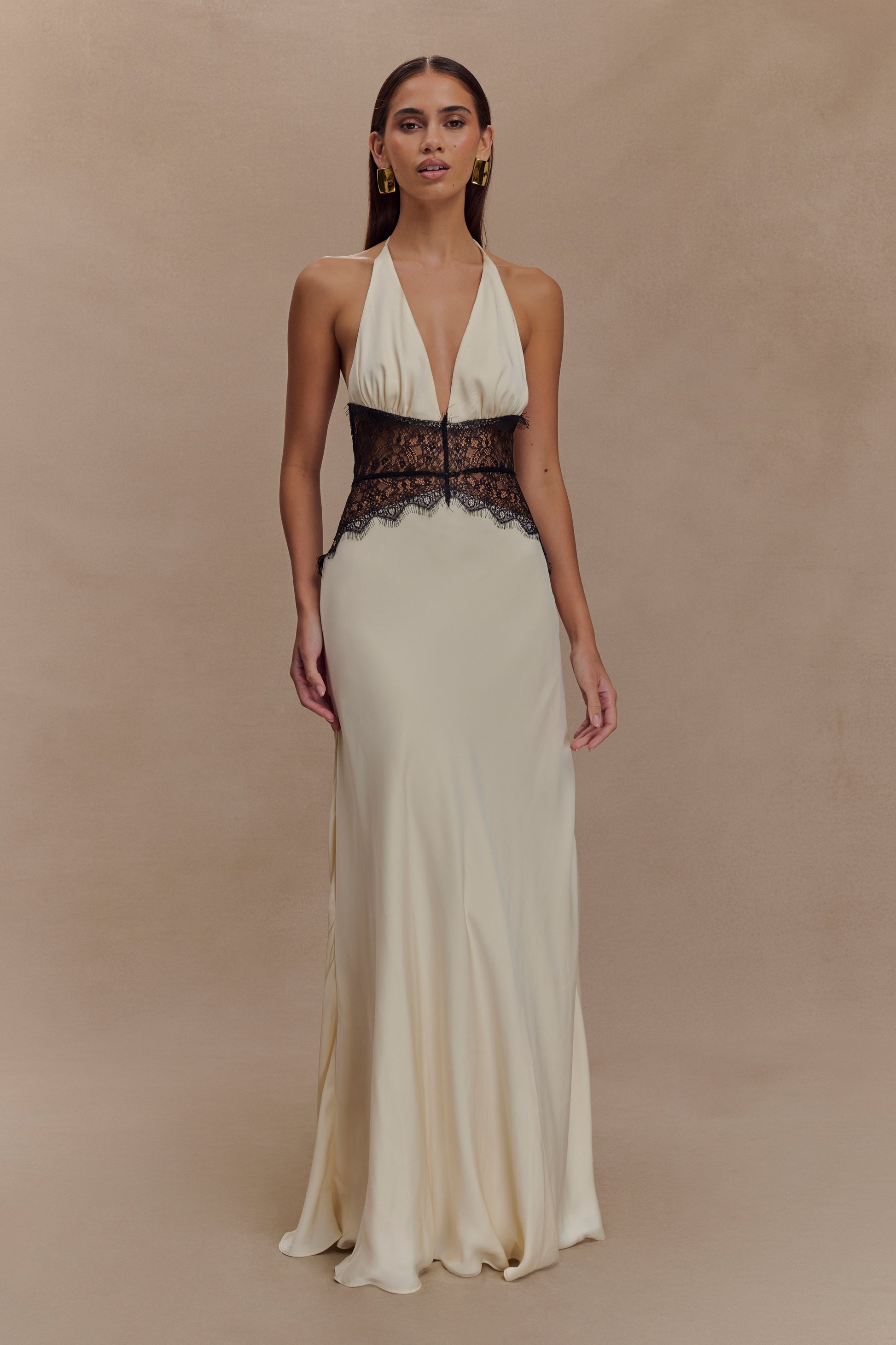 Dinah Lace And Satin Maxi Dress - Black/Ivory #3