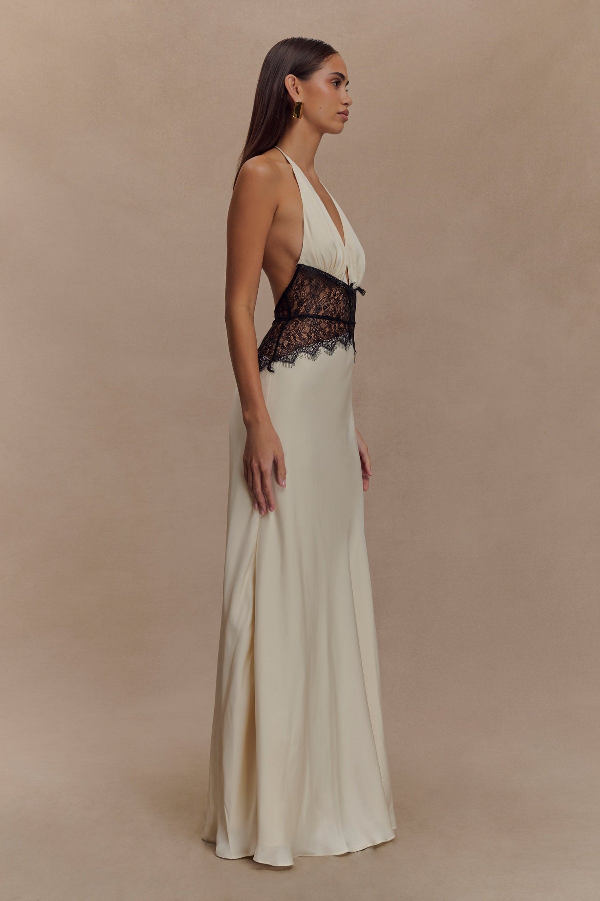 Dinah Lace And Satin Maxi Dress - Black/Ivory #6