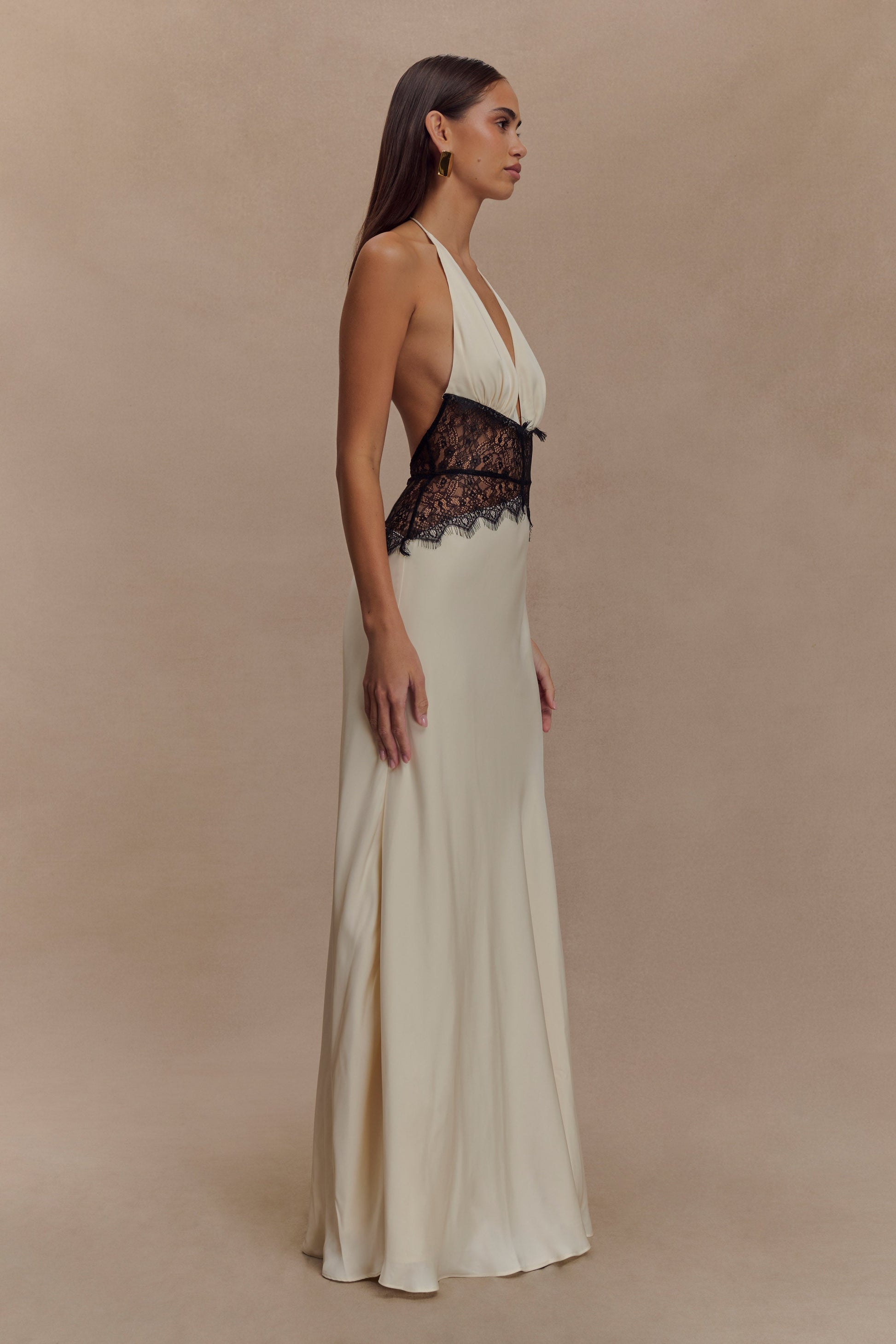 Dinah Lace And Satin Maxi Dress - Black/Ivory #6