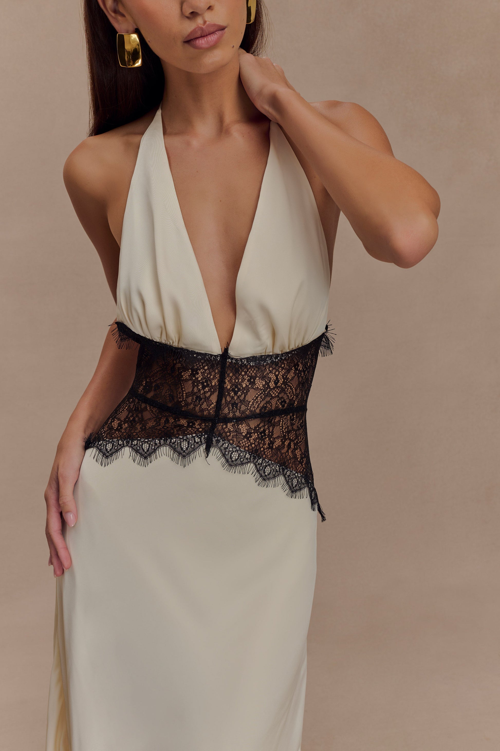 Dinah Lace And Satin Maxi Dress - Black/Ivory #5