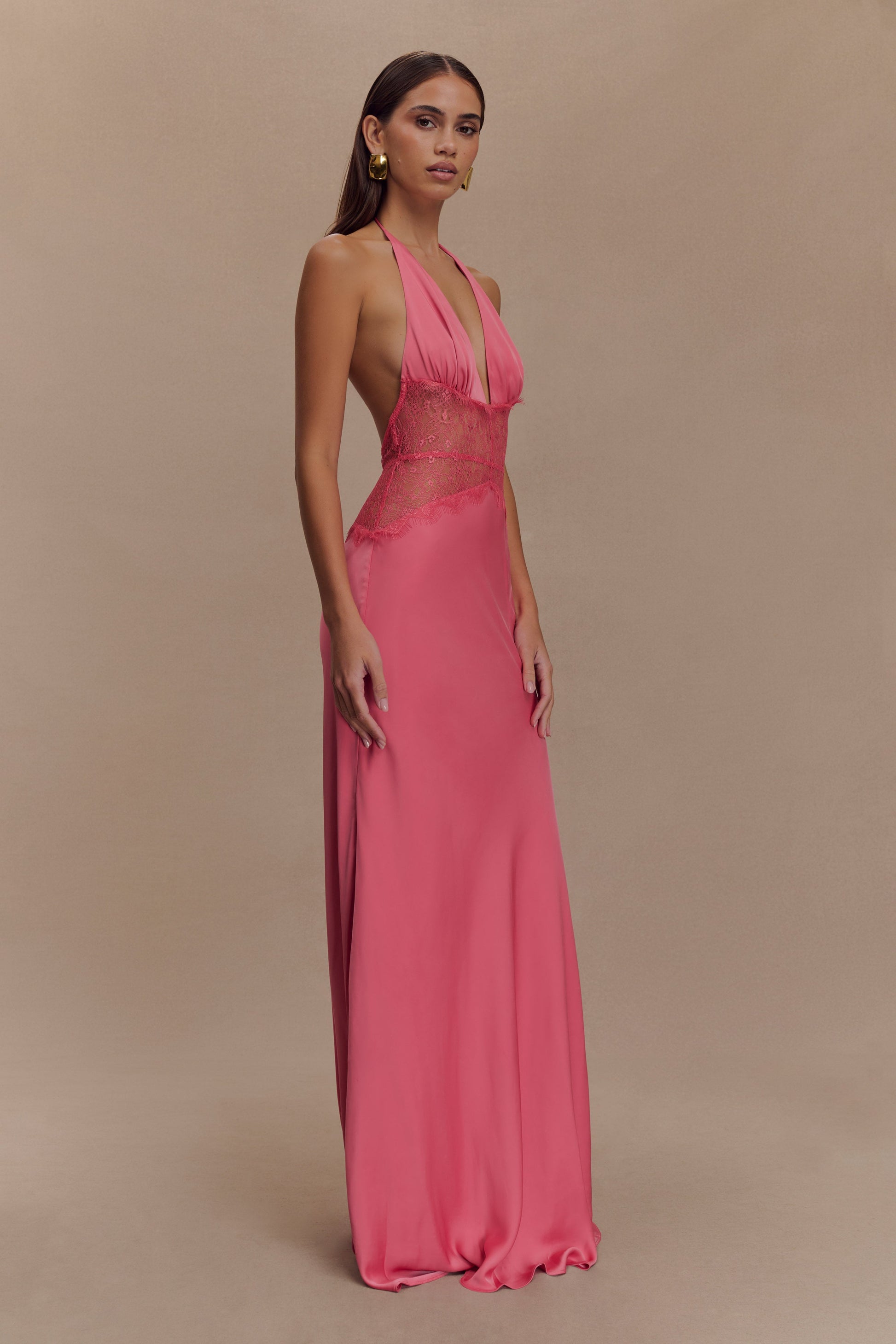 Dinah Lace And Satin Maxi Dress - Blush Rose #2