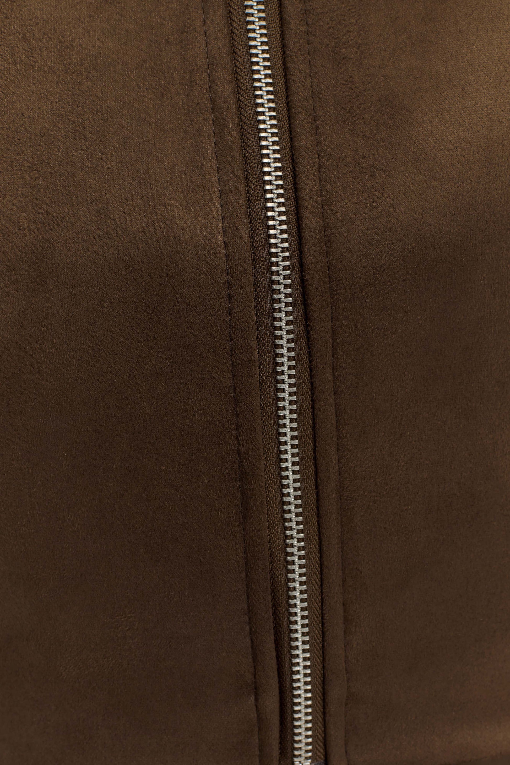Hayes Faux Suede Collared Jacket - Chocolate #10