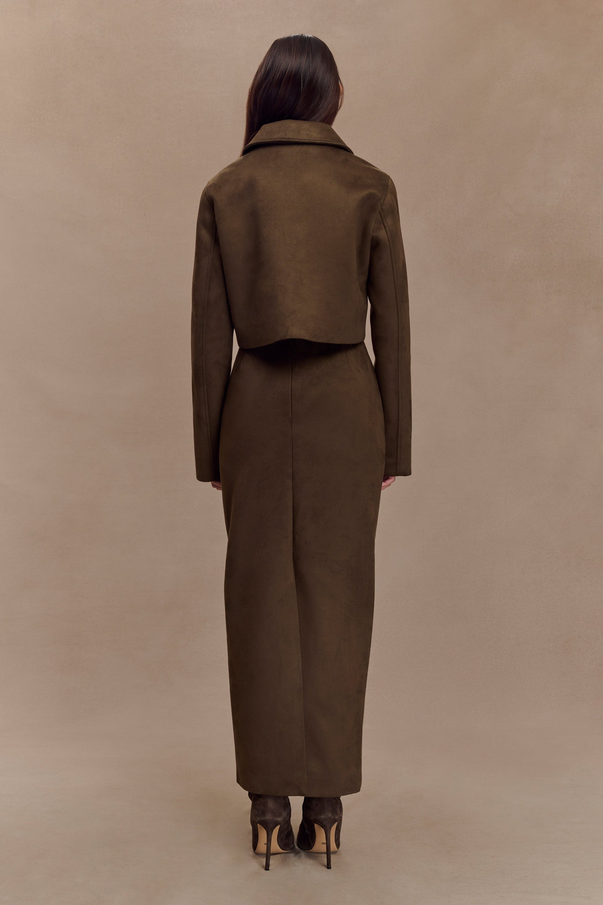 Hayes Faux Suede Midi Skirt - Chocolate #3