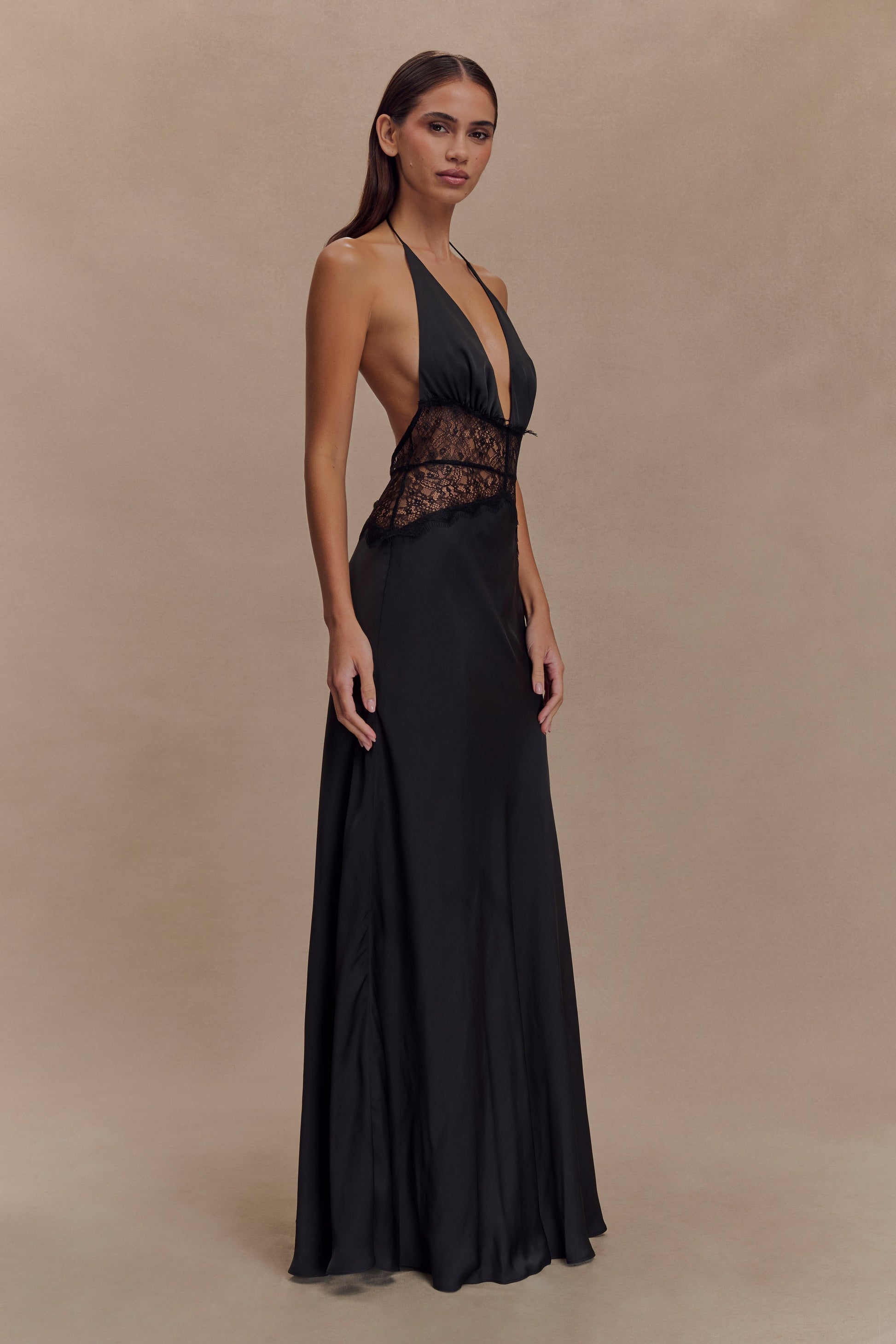 Dinah Lace And Satin Maxi Dress - Black #4