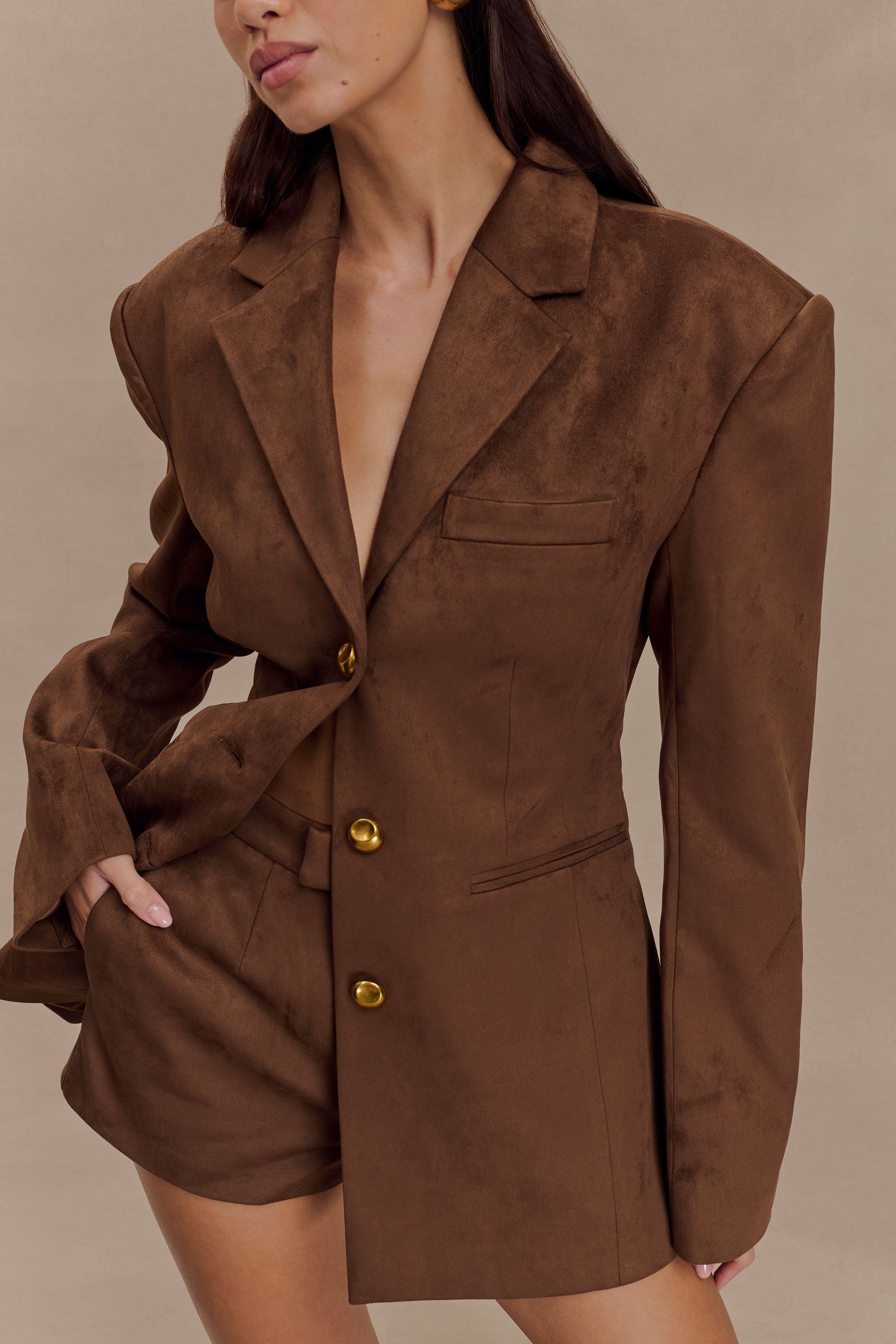 Sally Faux Suede Short - Milk Chocolate #3