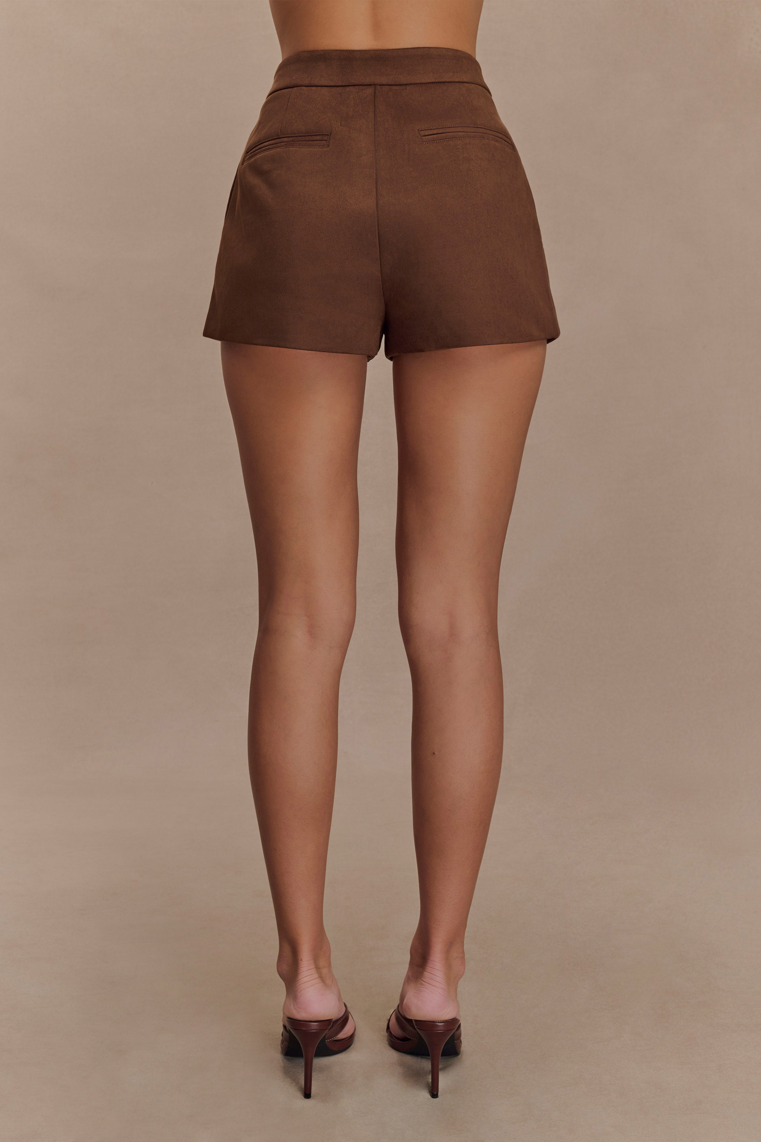 Sally Faux Suede Short - Milk Chocolate | MESHKI UK