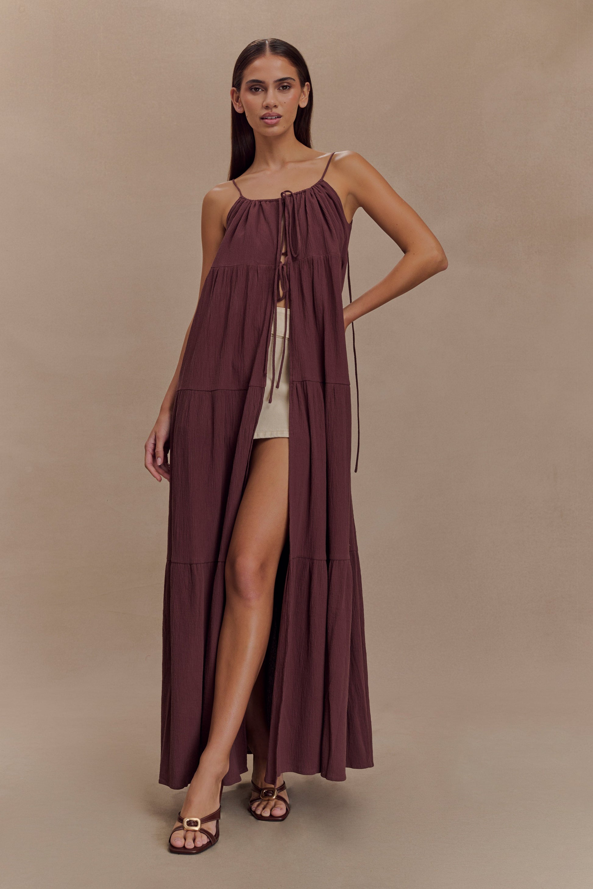 Lenny Front Tie Top - Chocolate #2