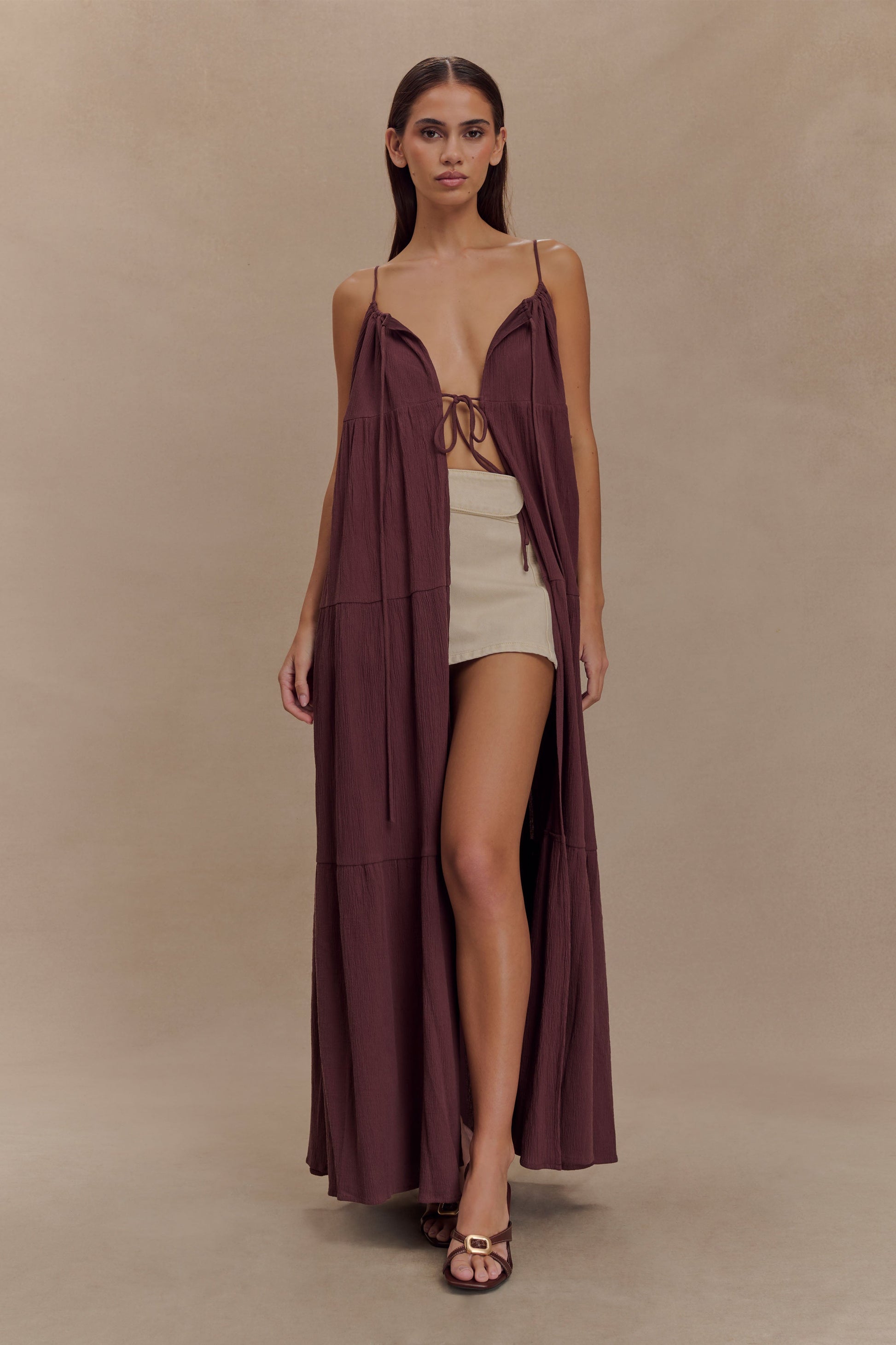 Lenny Front Tie Top - Chocolate #7