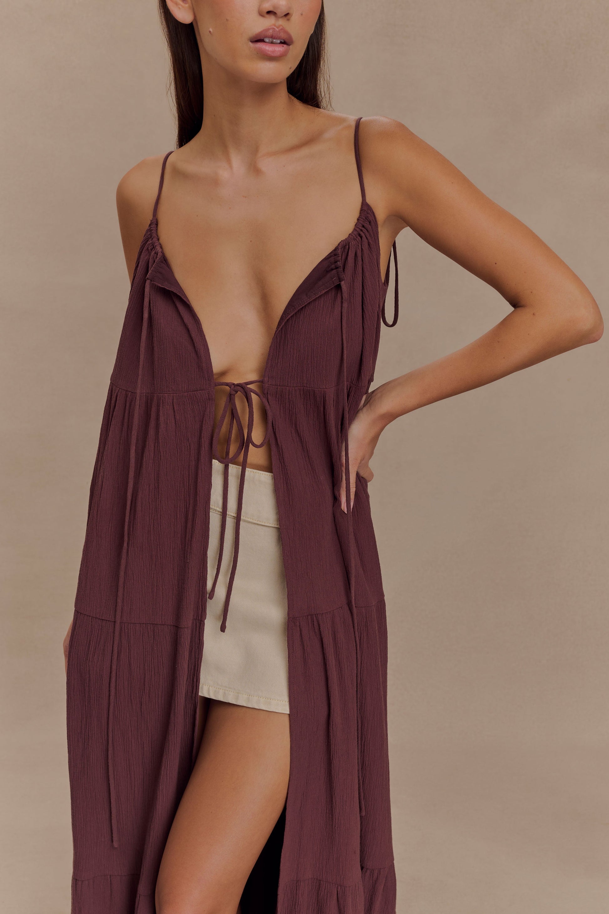 Lenny Front Tie Top - Chocolate #4