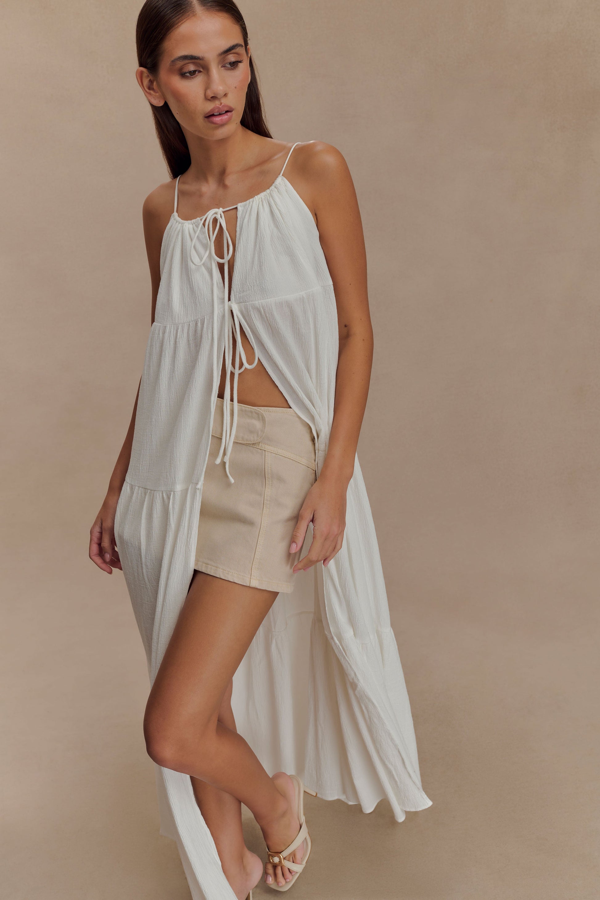 Lenny Front Tie Top - White #5