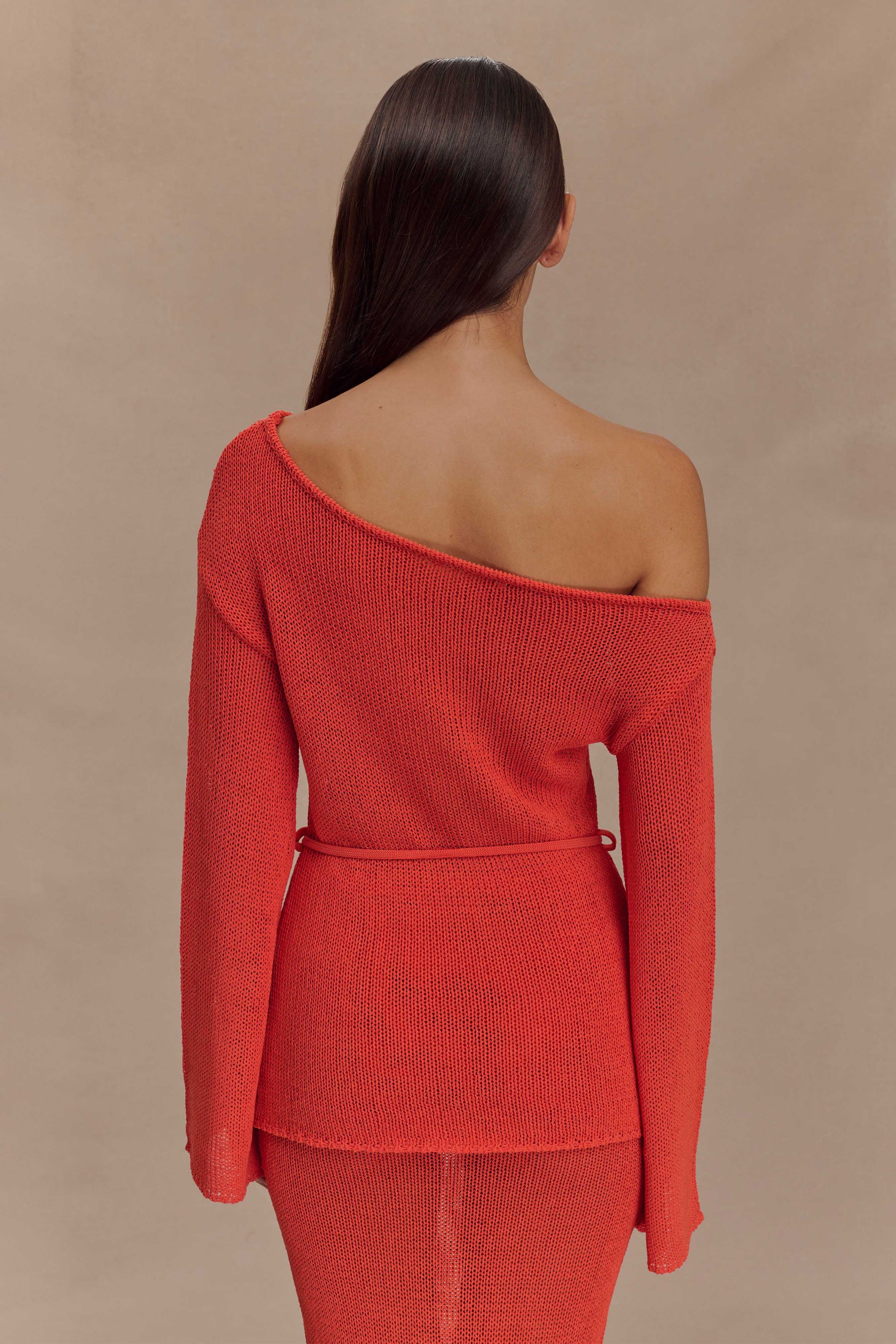 Reagan Off Shoulder Knit Top - Orange #2